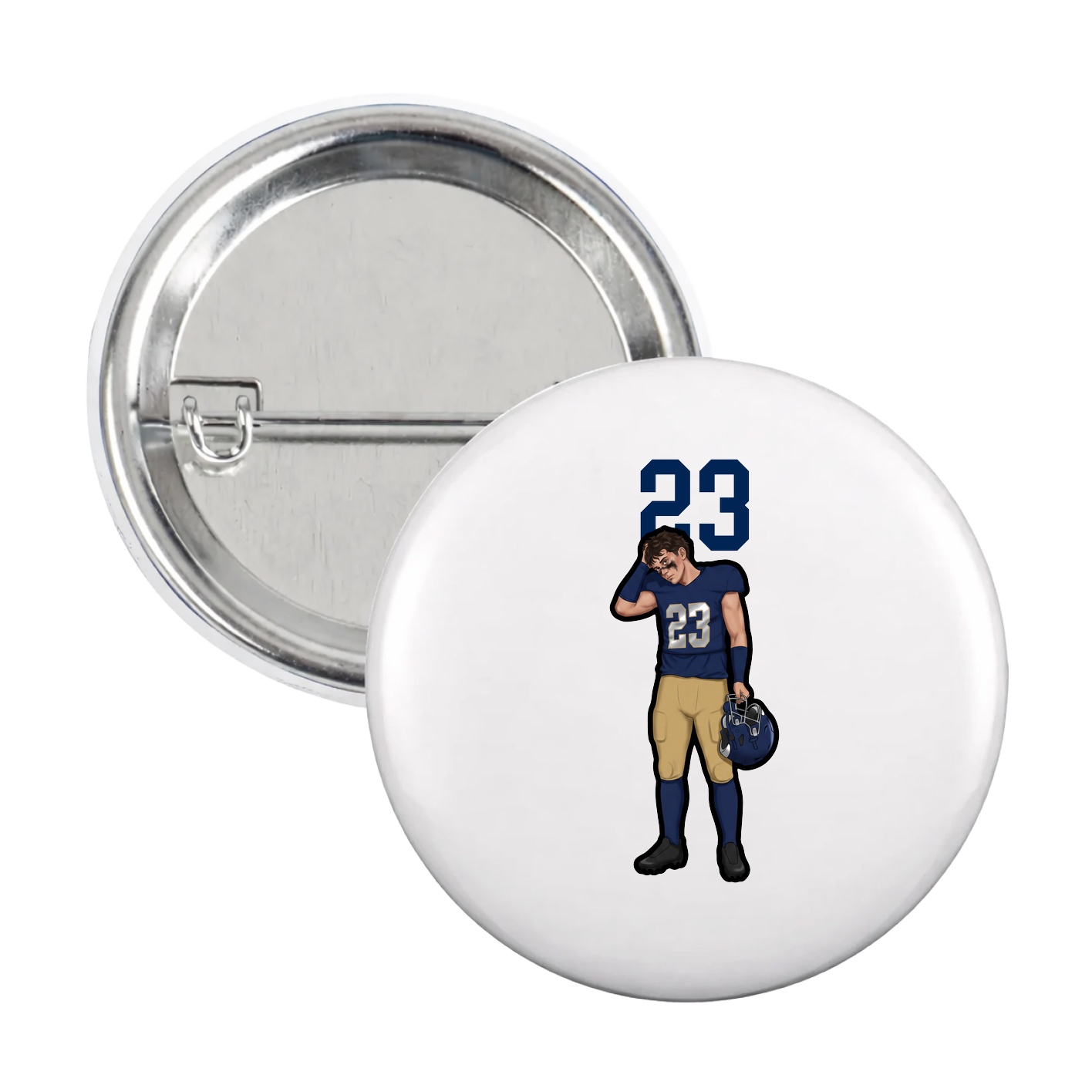 Game Day Button — Number Top in White