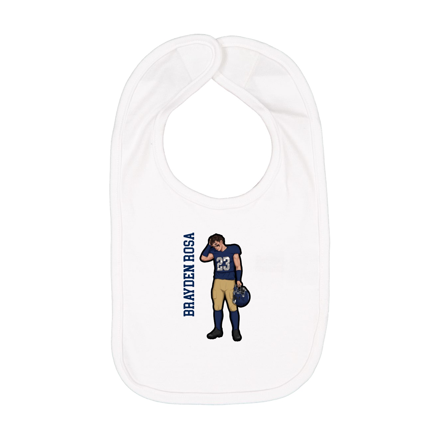 Infant Bib — Name Vertical in White