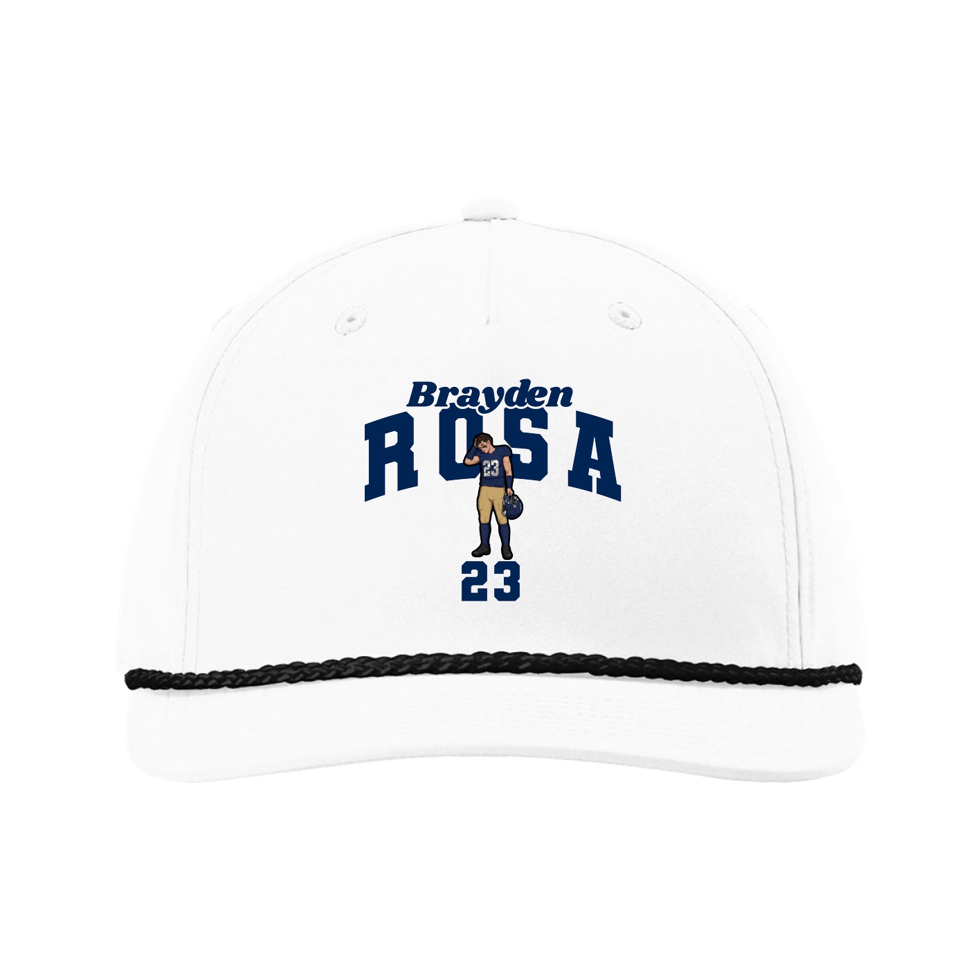 Five-Panel Classic Rope Cap — Signature Arch in White