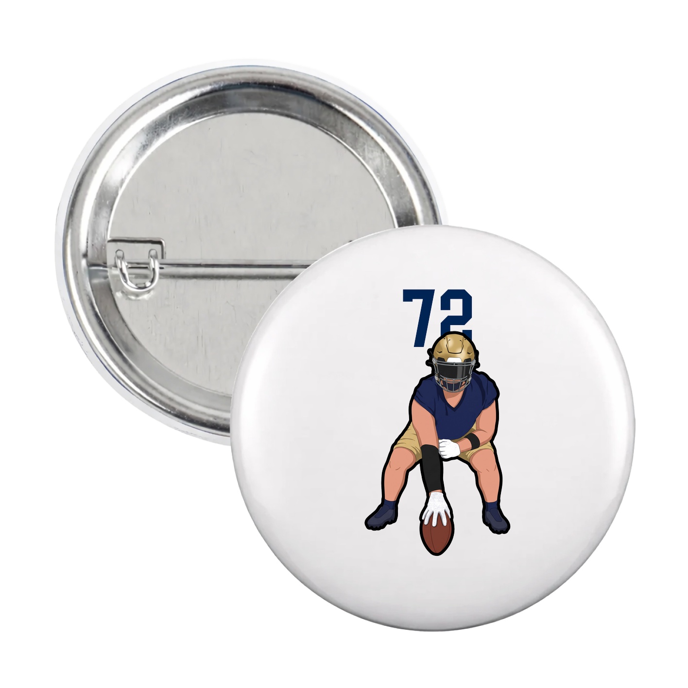 Game Day Button — Number Top in White