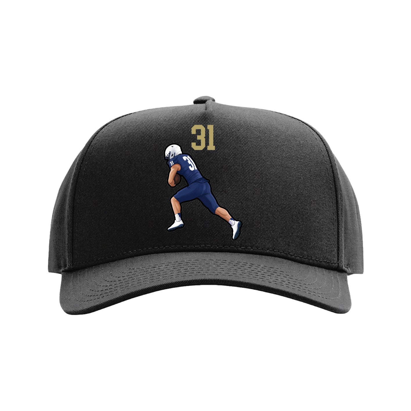 Full Fabric Five-Panel Champ Cap — Number Top in Black