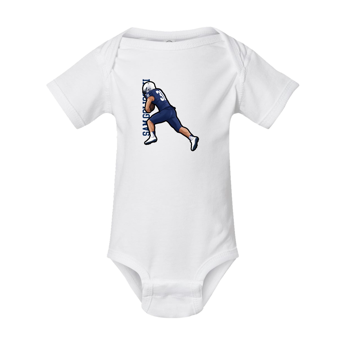 Baby Onesie — Name Vertical in White