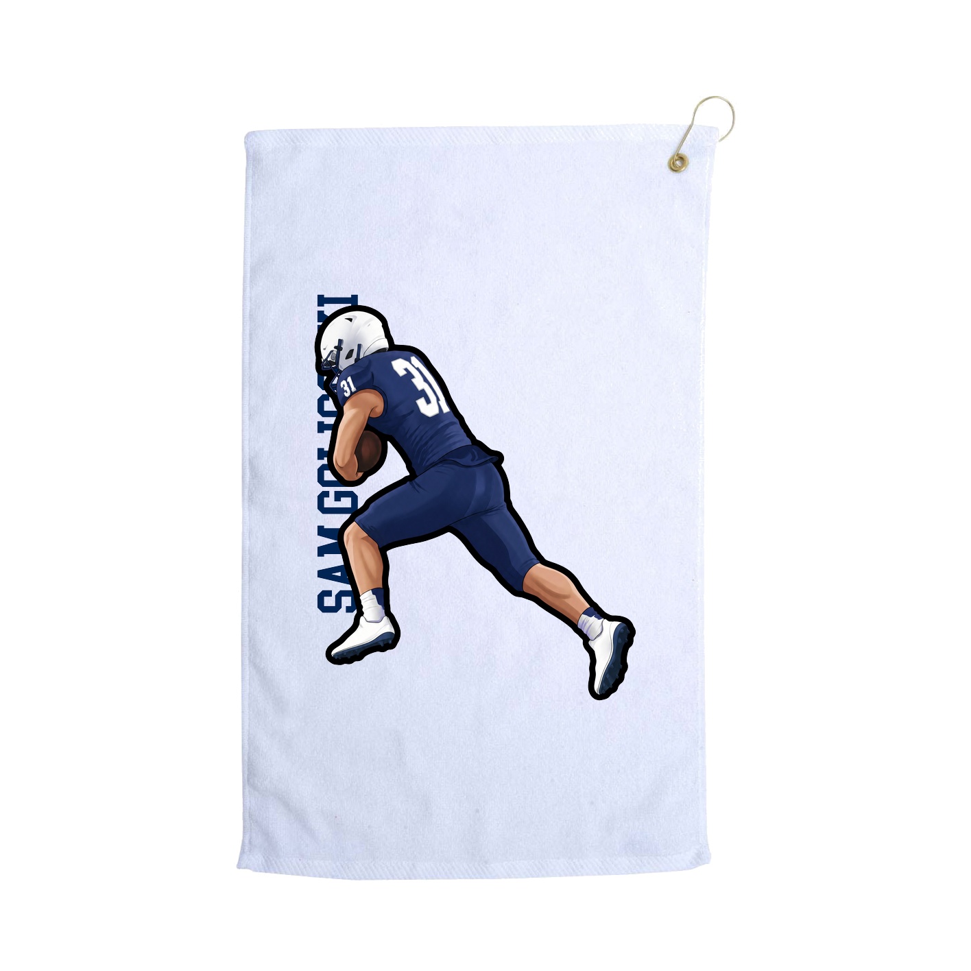 Golf Towel — Name Vertical in White