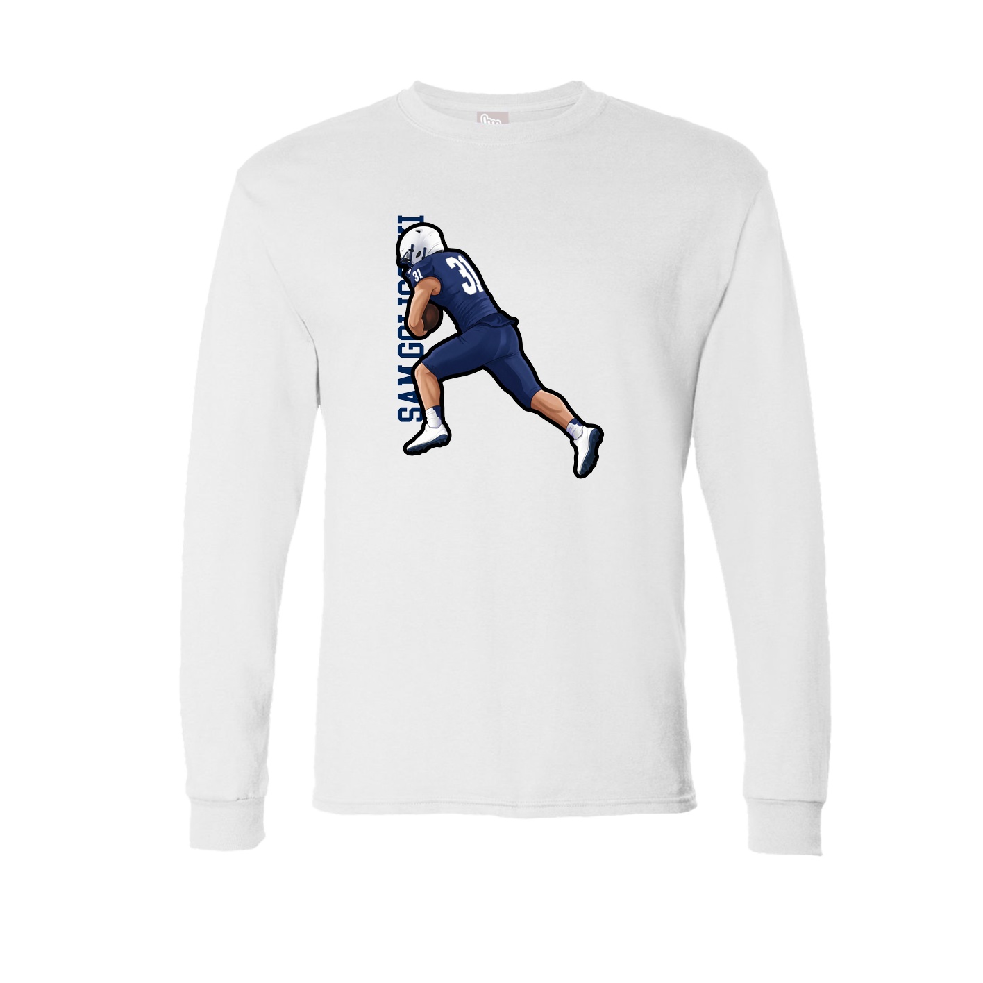 Long Sleeve Tee — Name Vertical in White