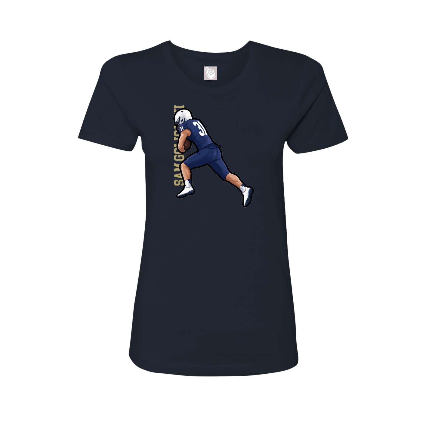 Fitted Women's Tee — Name Vertical in Navy