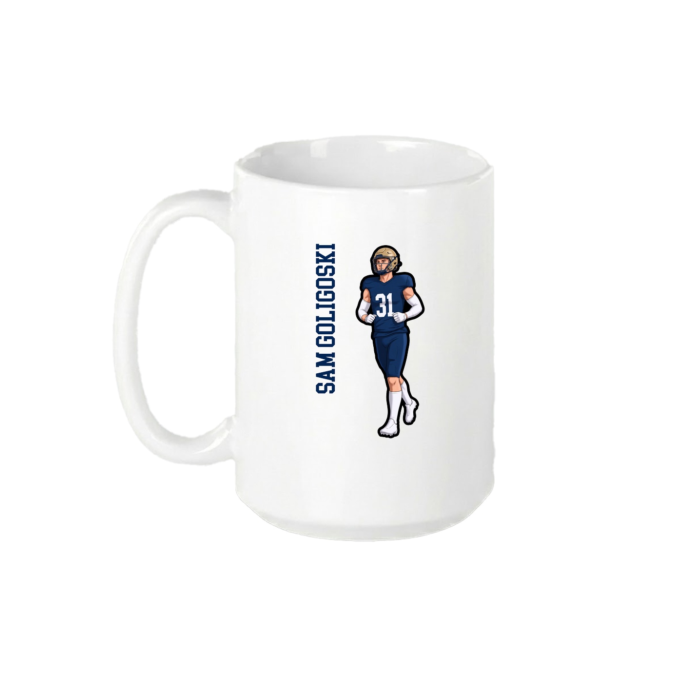 15oz Coffee Mug — Name Vertical in White
