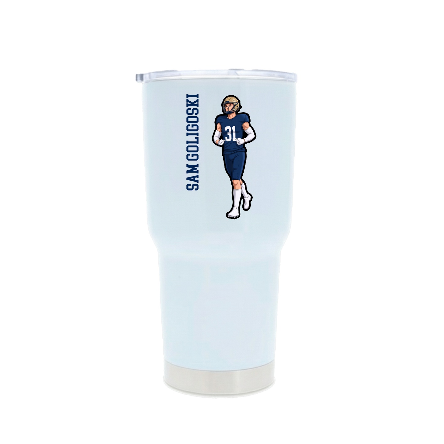 30oz Stainless Steel Tumbler — Name Vertical in White