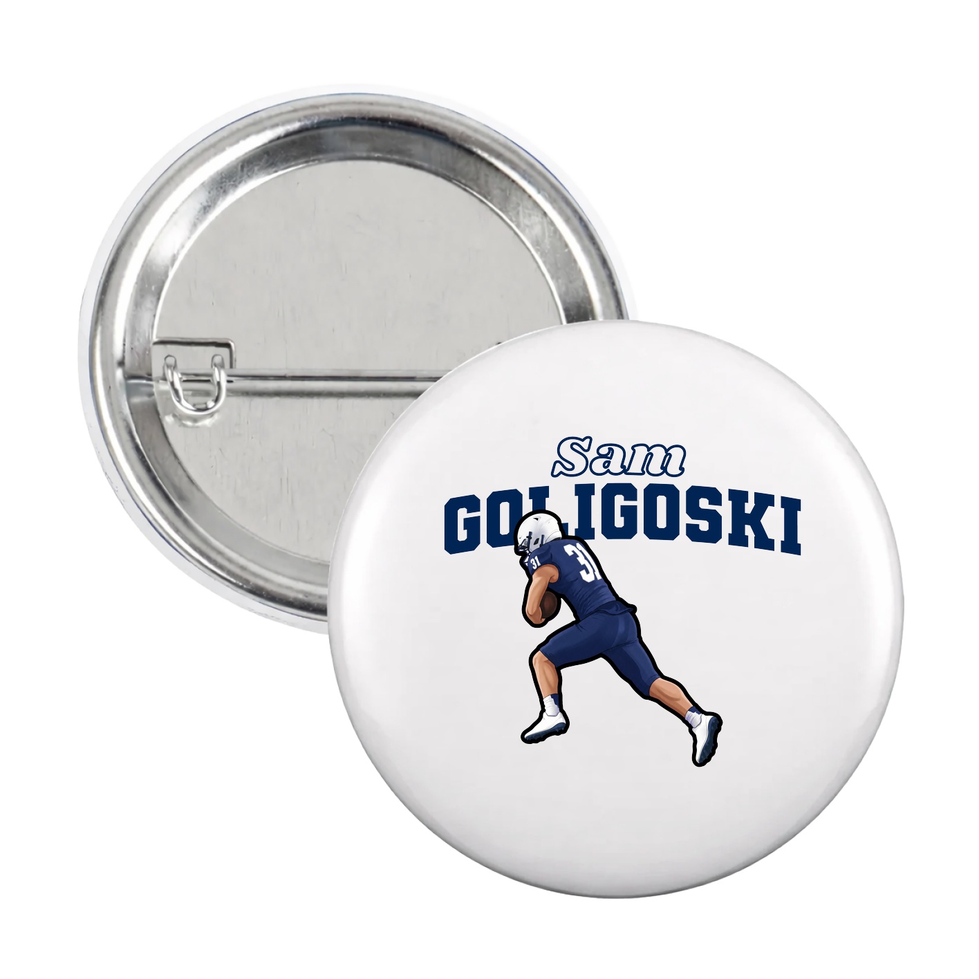 Game Day Button — Name Arch in White