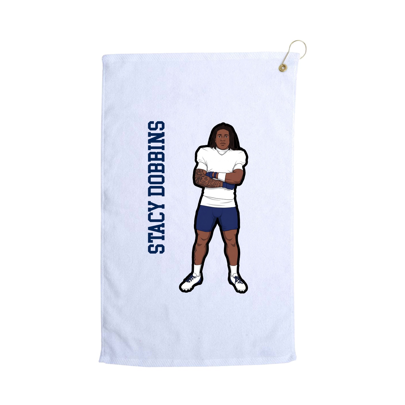 Golf Towel — Name Vertical in White