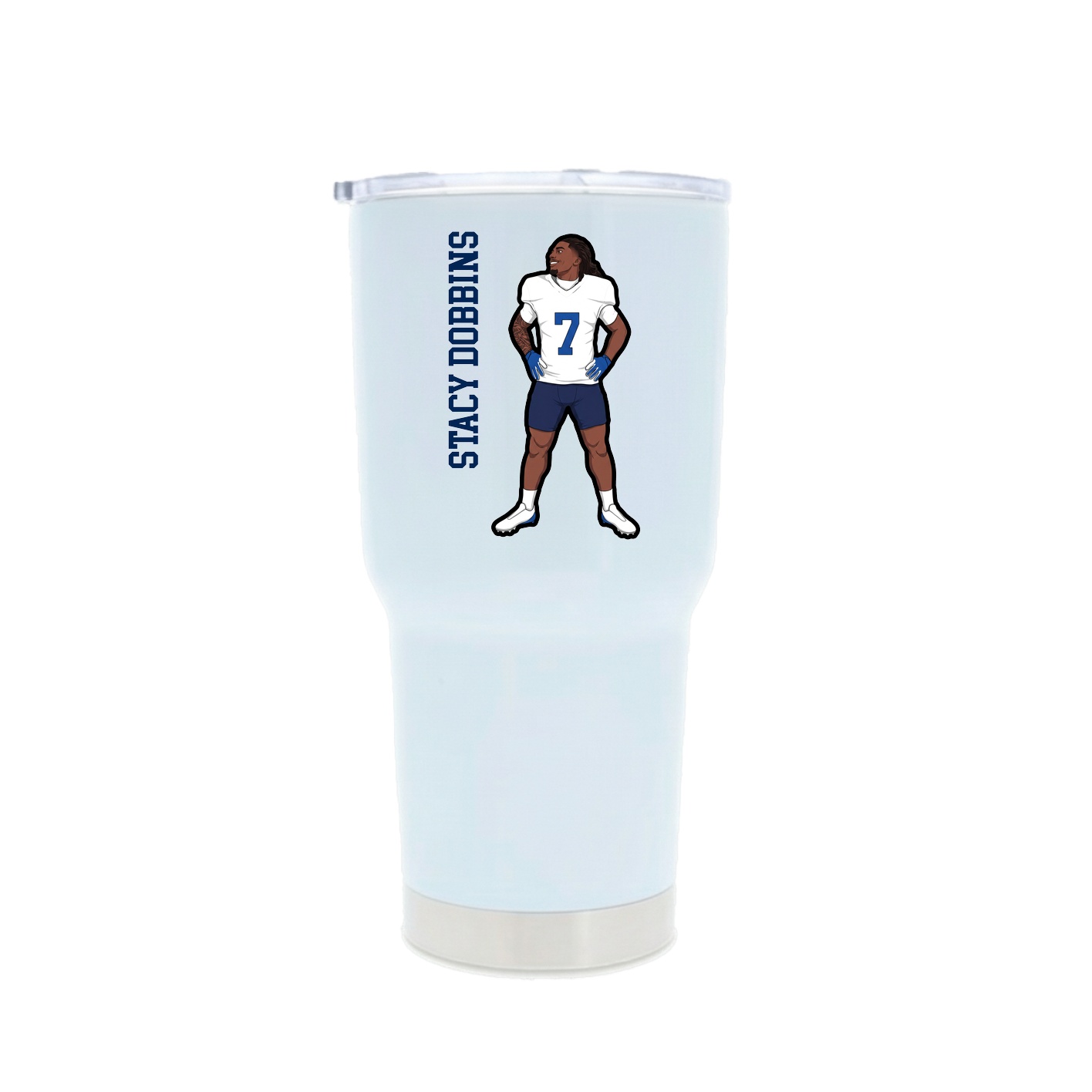 30oz Stainless Steel Tumbler — Name Vertical in White