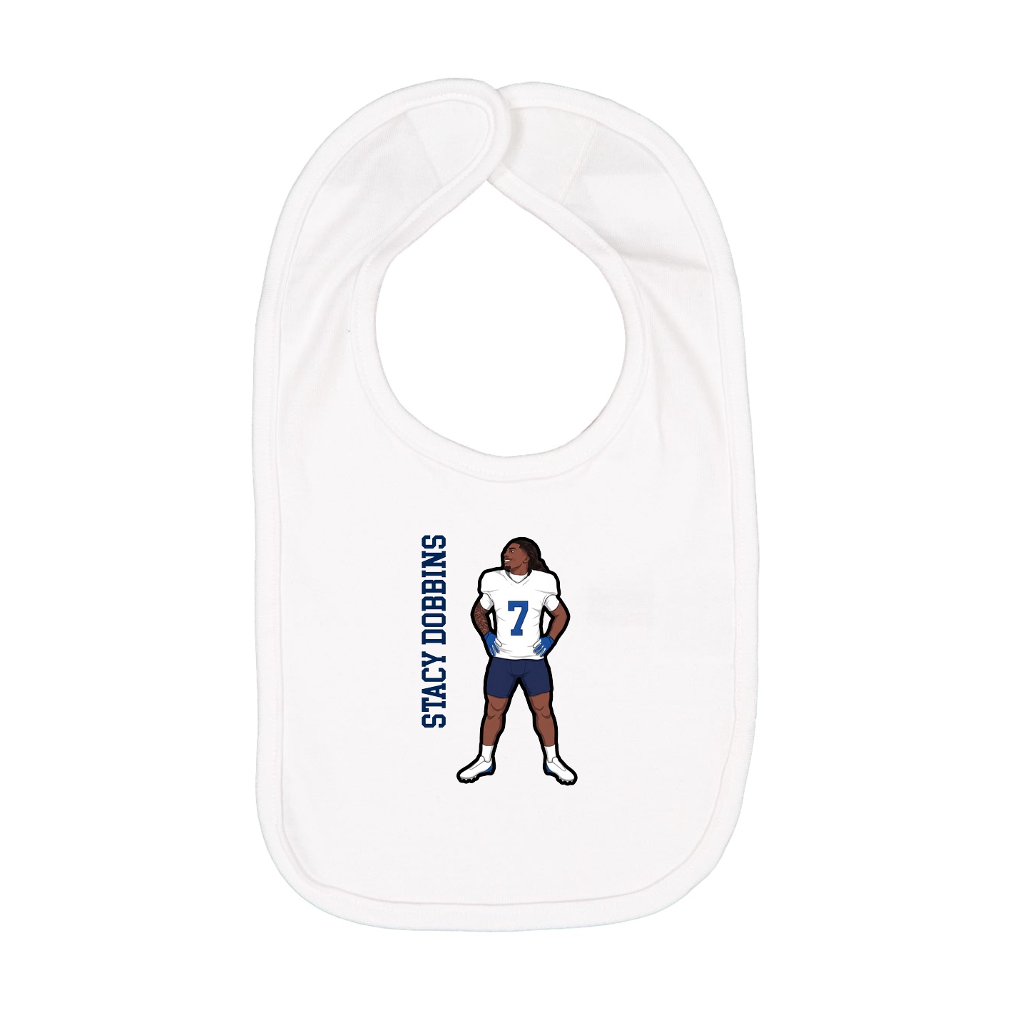 Infant Bib — Name Vertical in White