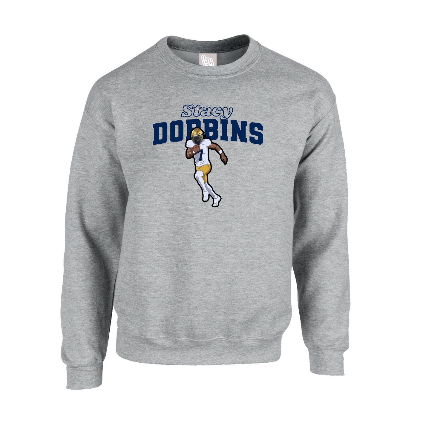 Fleece Crew — Name Arch in Grey
