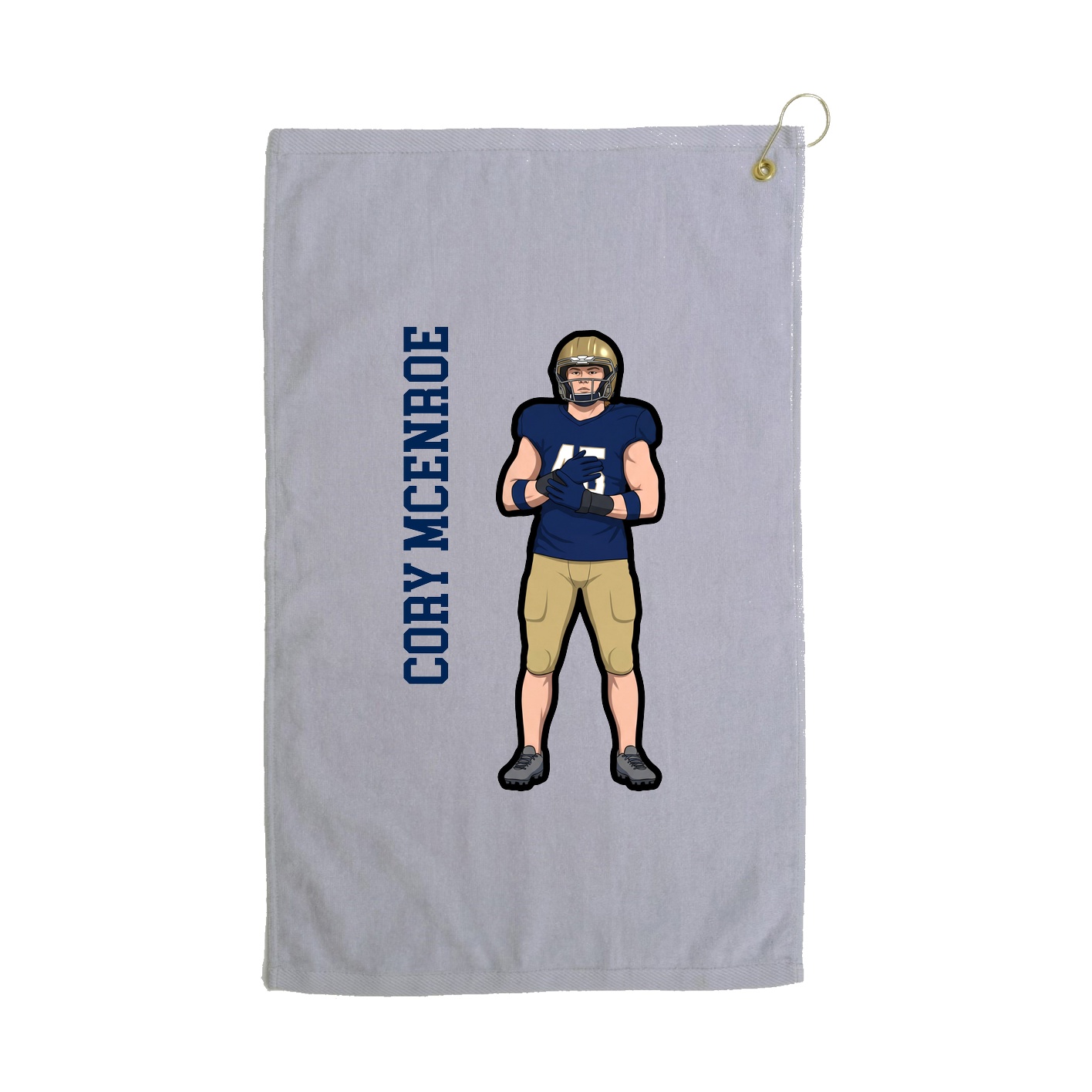 Golf Towel — Name Vertical in Grey