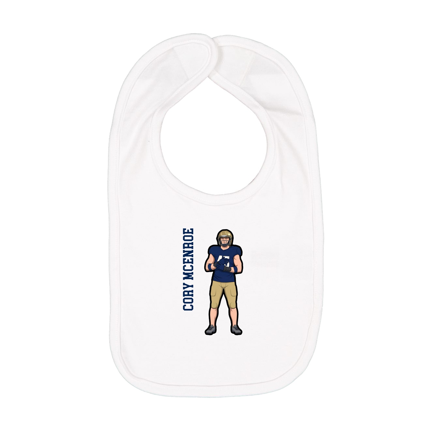 Infant Bib — Name Vertical in White