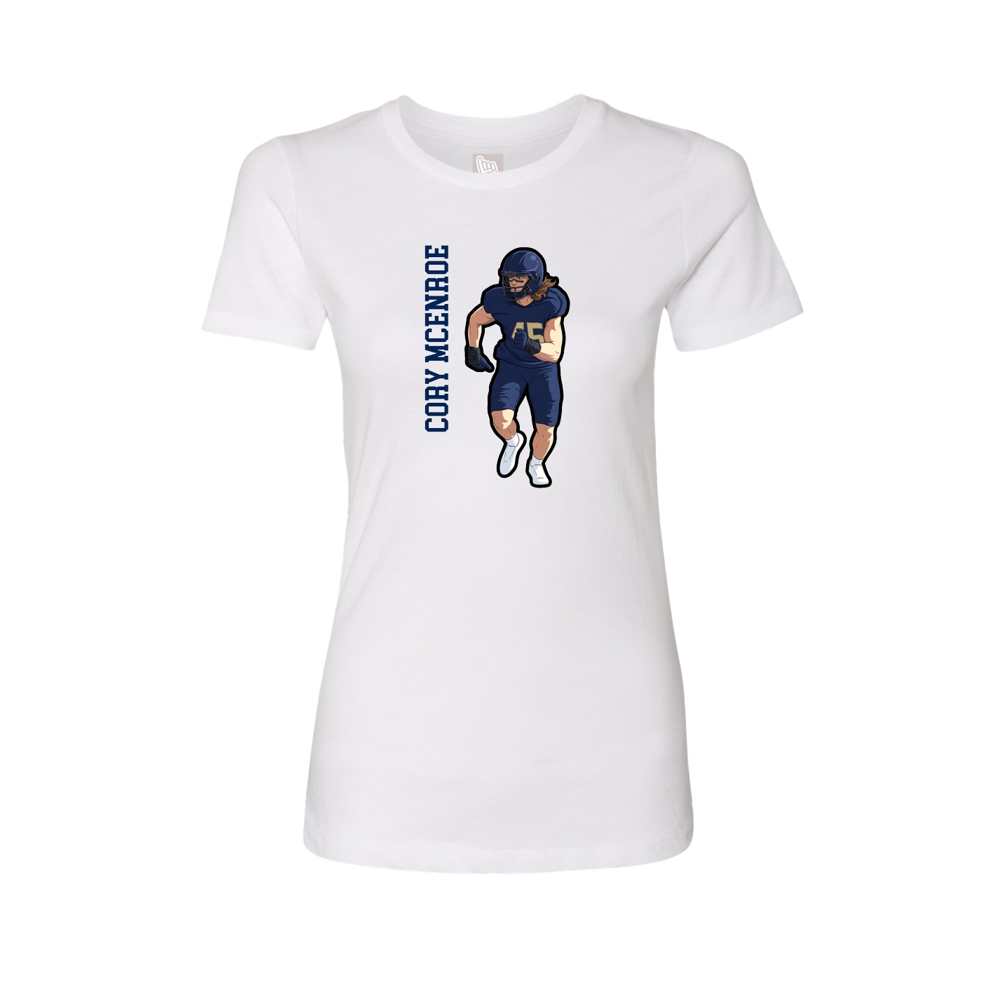 Fitted Women's Tee — Name Vertical in White