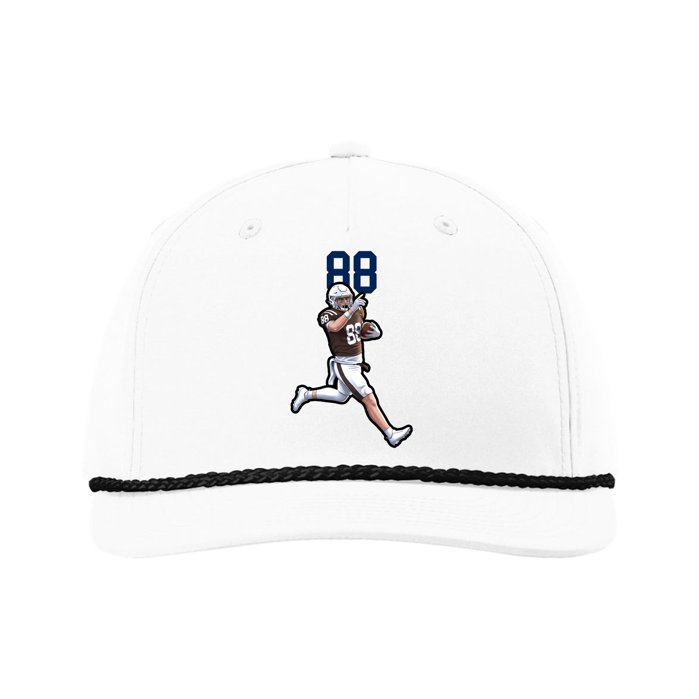 Five-Panel Classic Rope Cap — Number Top in White