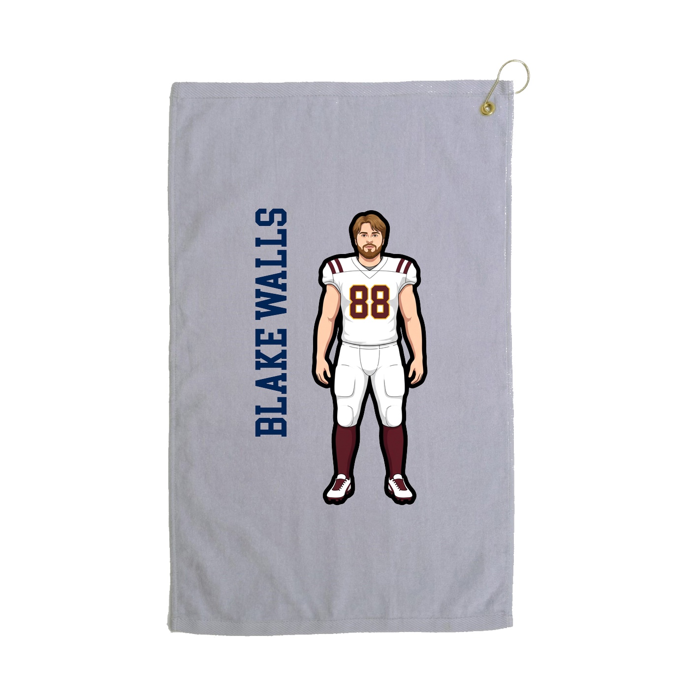 Golf Towel — Name Vertical in Grey