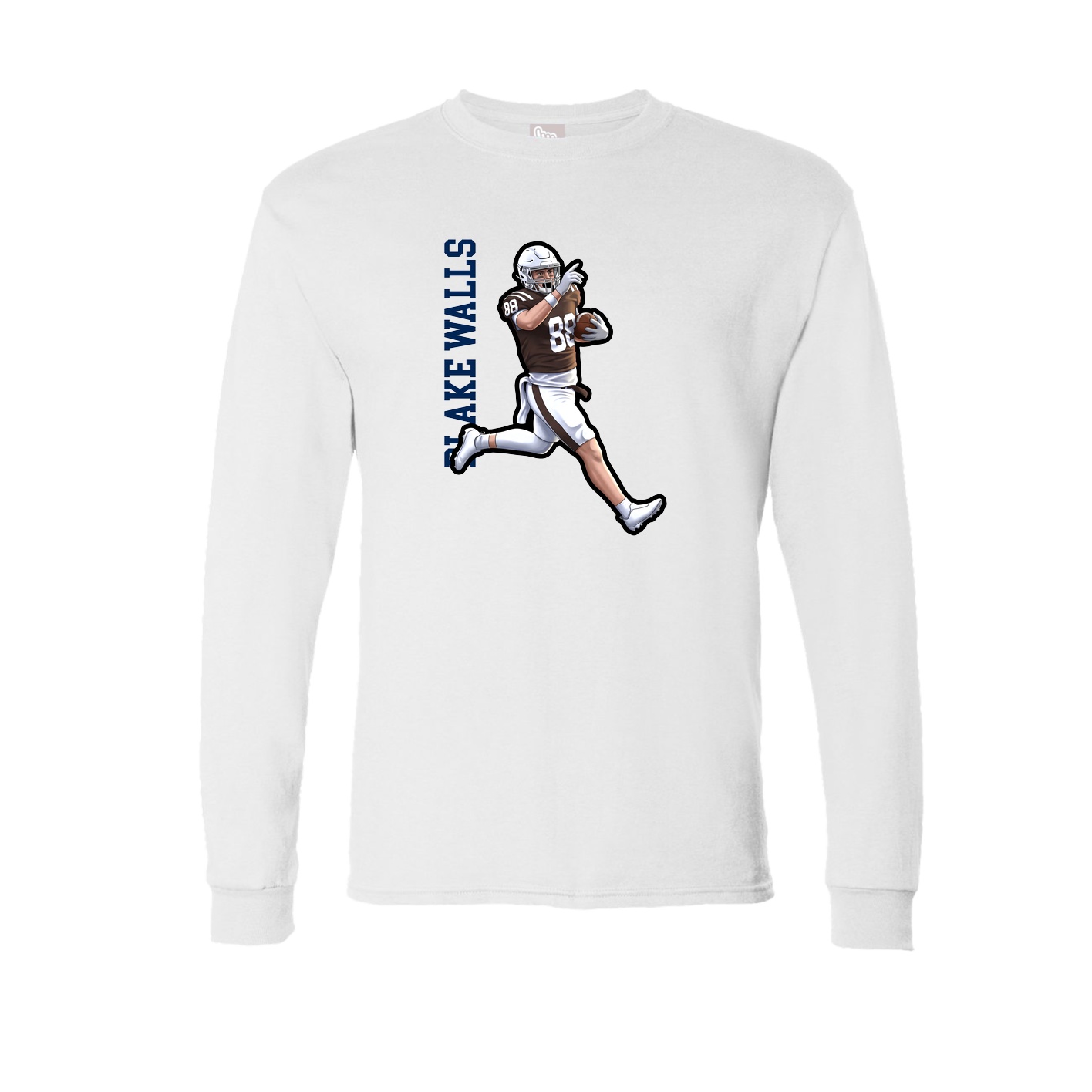 Long Sleeve Tee — Name Vertical in White