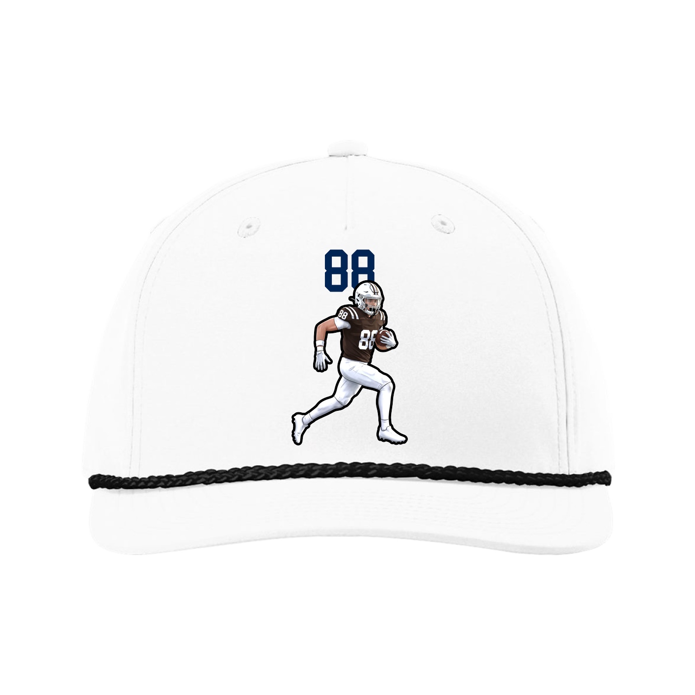 Five-Panel Classic Rope Cap — Number Top in White