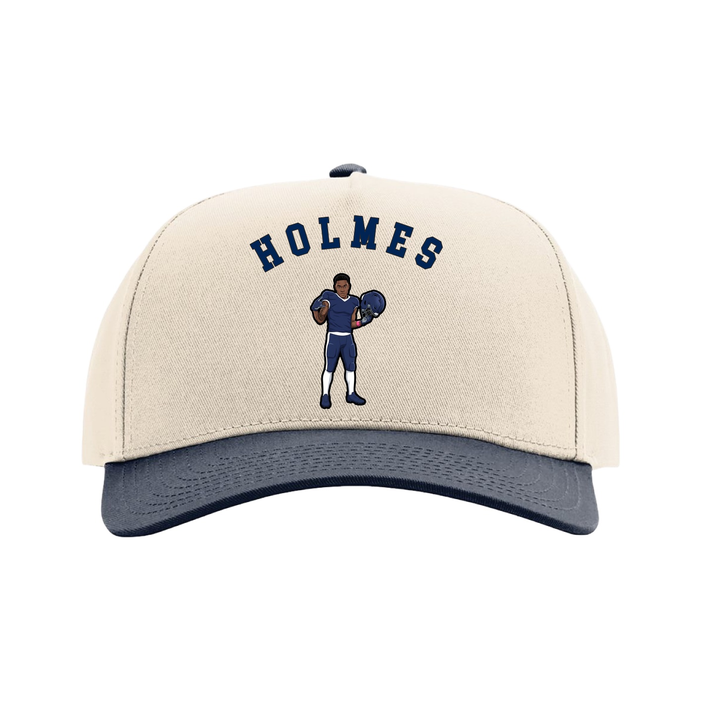 Full Fabric Five-Panel Champ Cap — Shirsey Arch in Cream/Navy