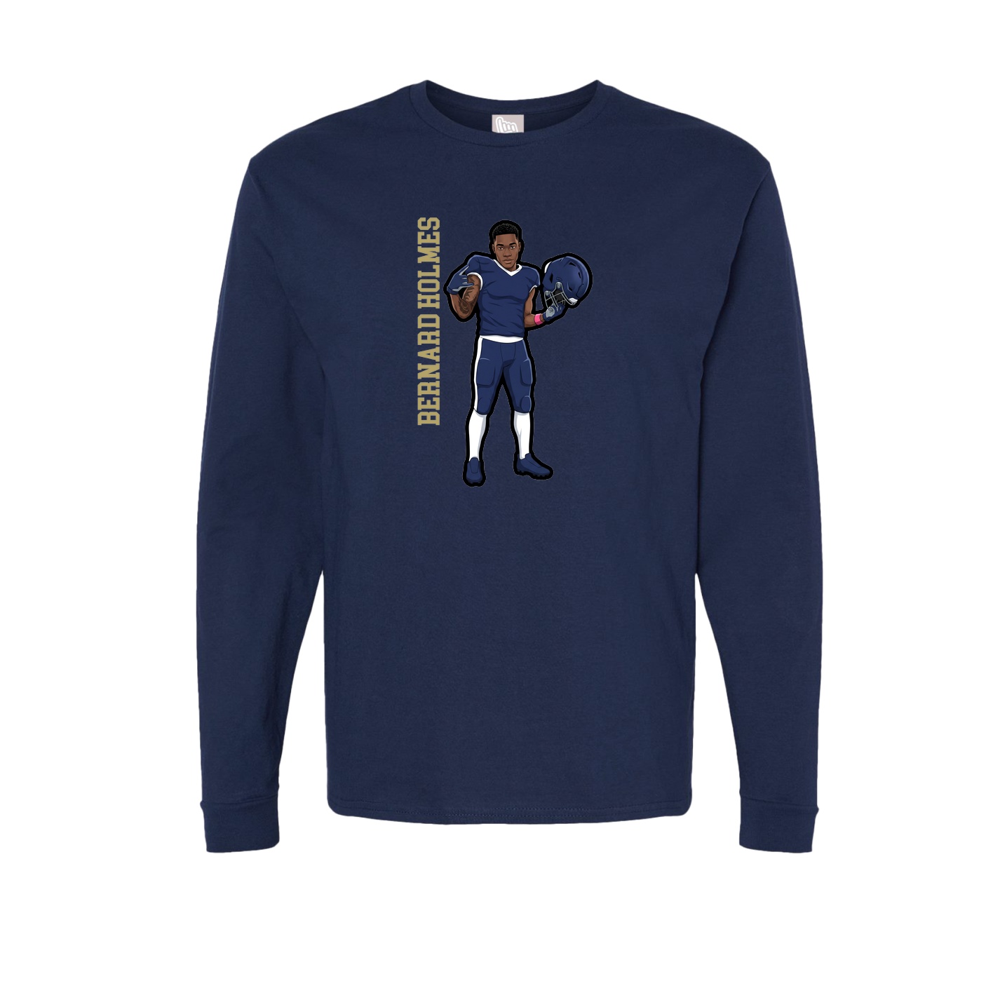 Long Sleeve Tee — Name Vertical in Navy