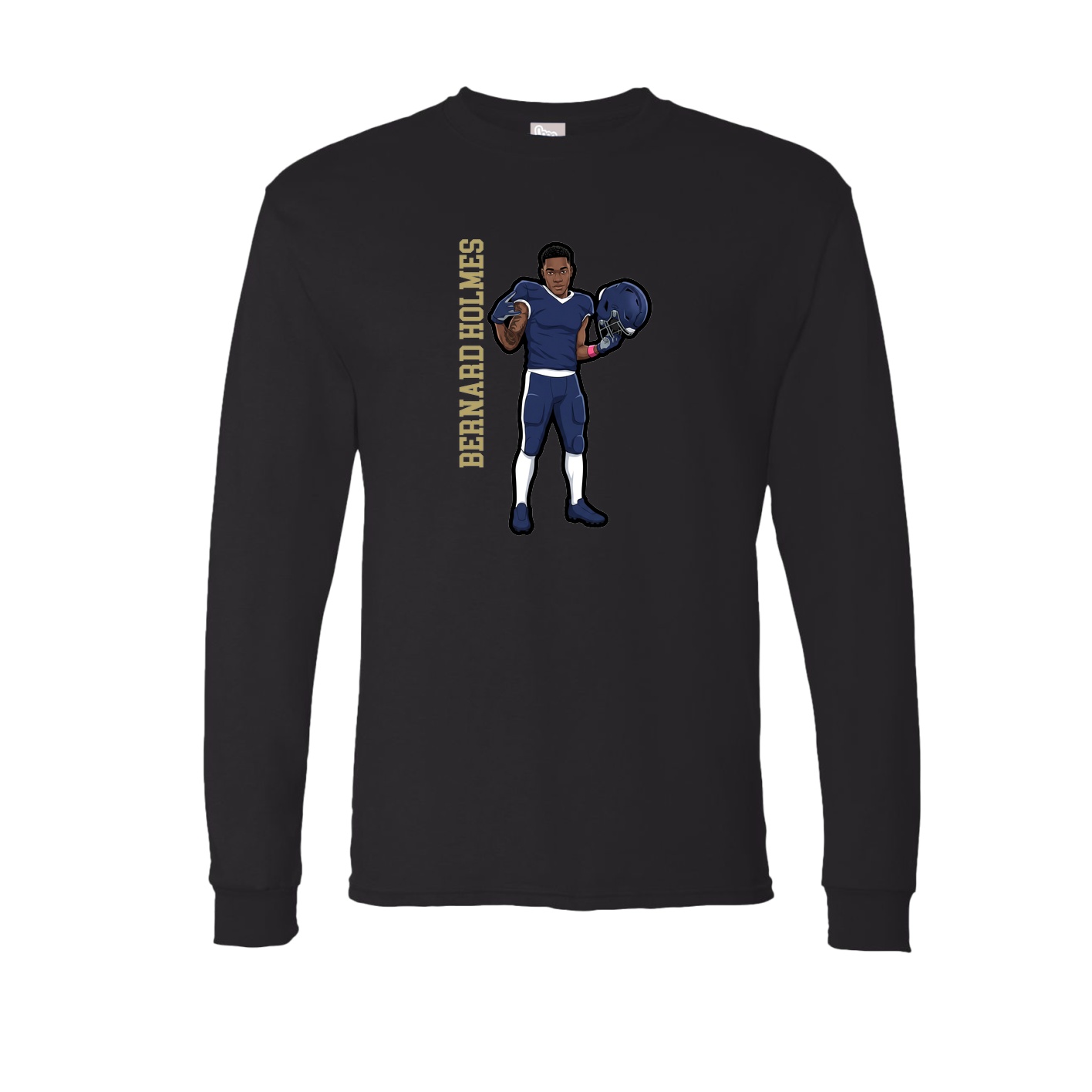 Long Sleeve Tee — Name Vertical in Black