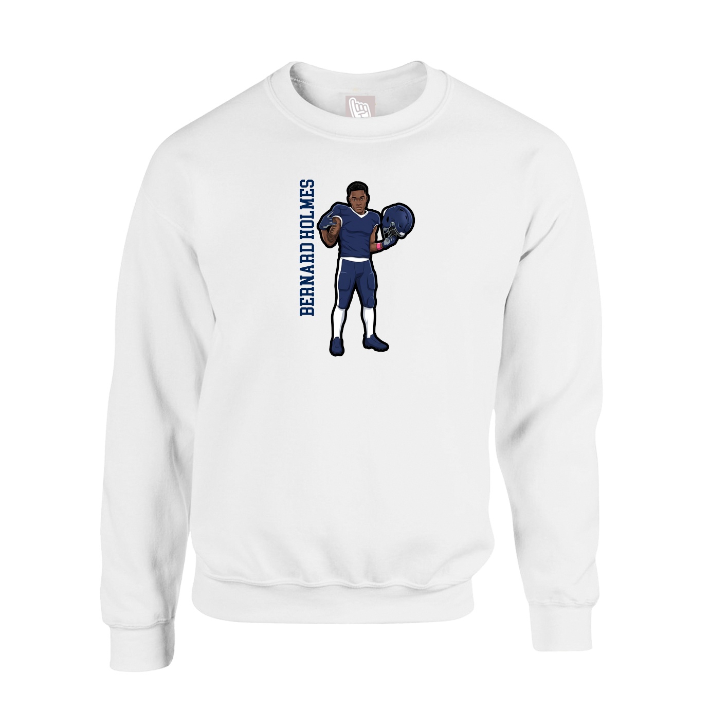 Fleece Crew — Name Vertical in White
