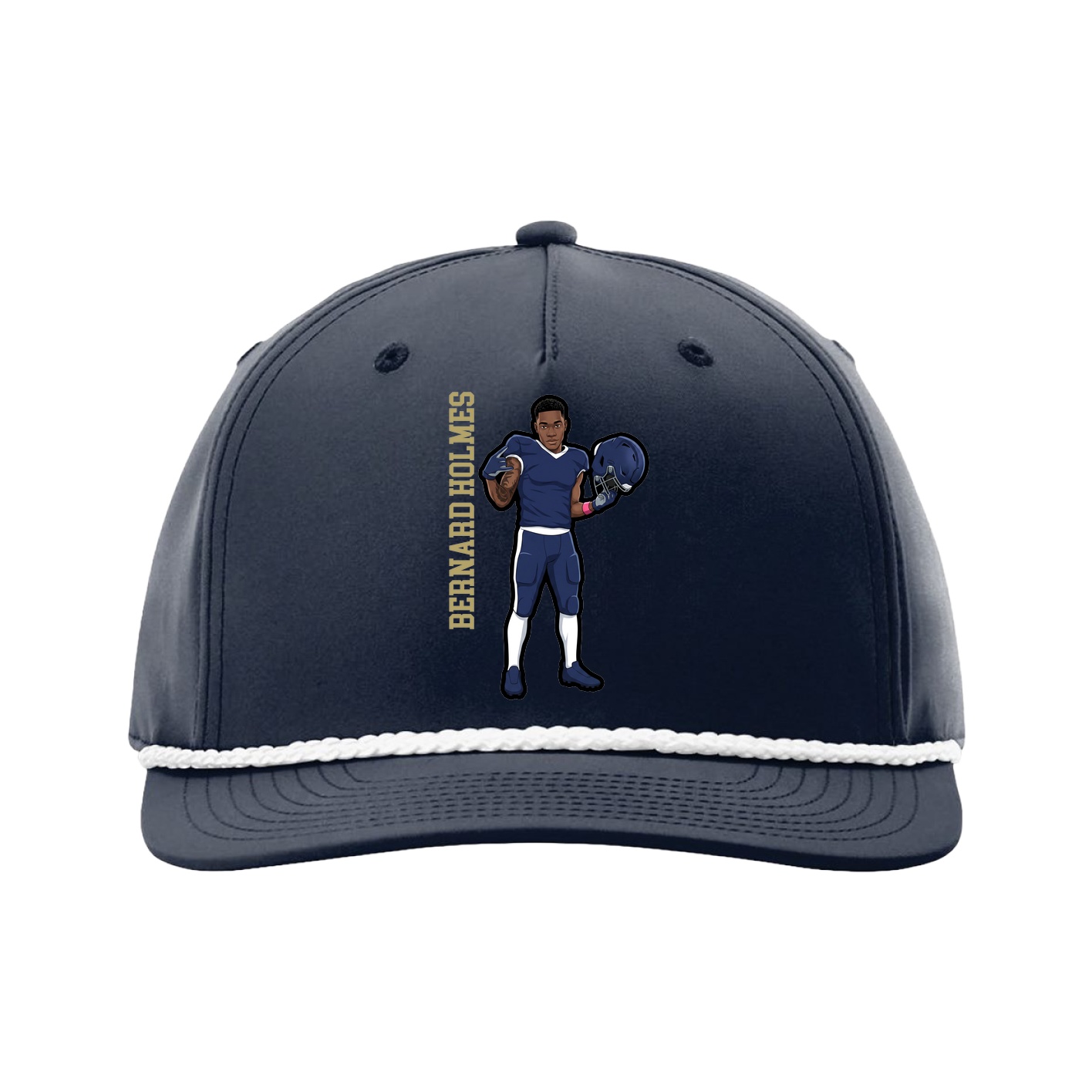 Five-Panel Classic Rope Cap — Name Vertical in Navy