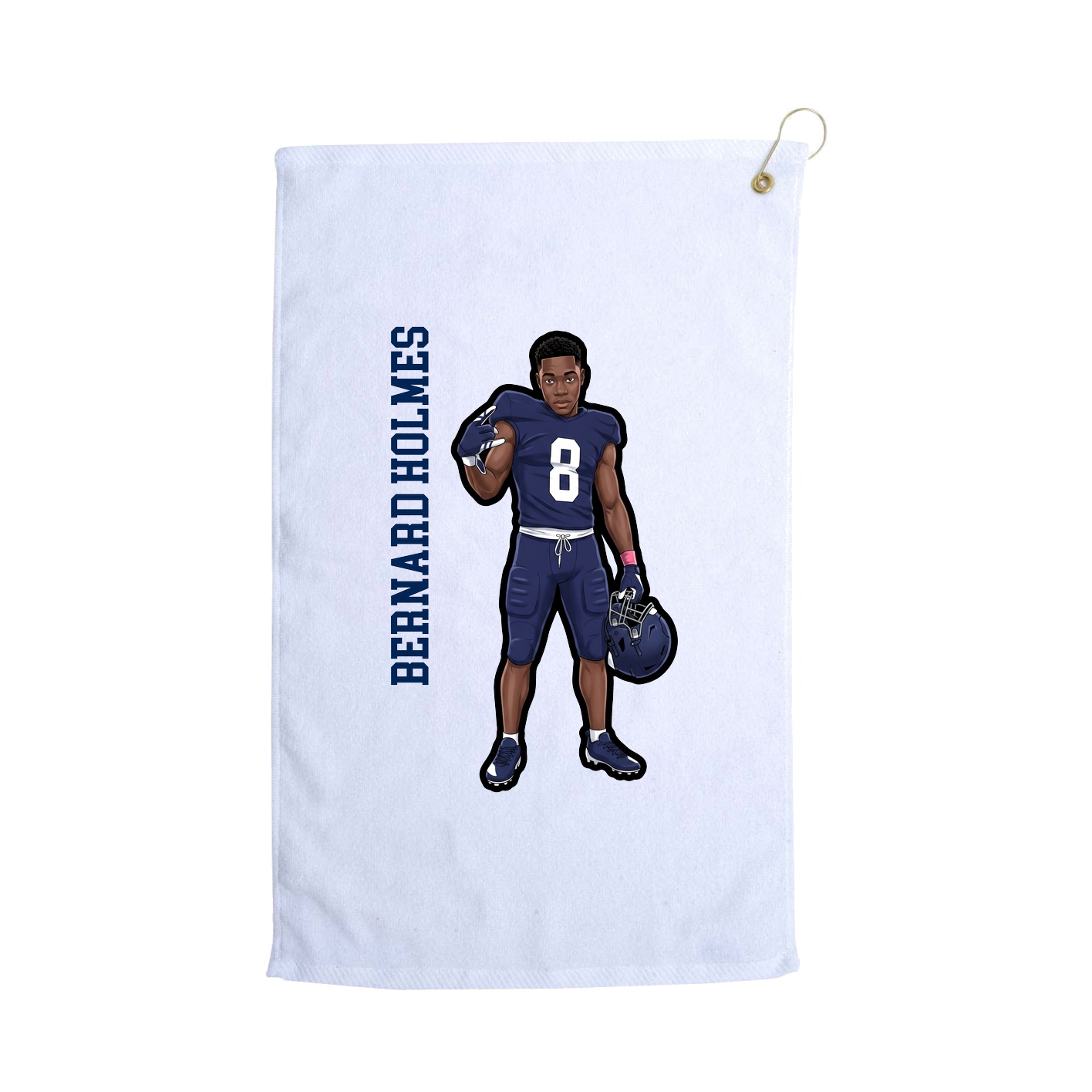 Golf Towel — Name Vertical in White