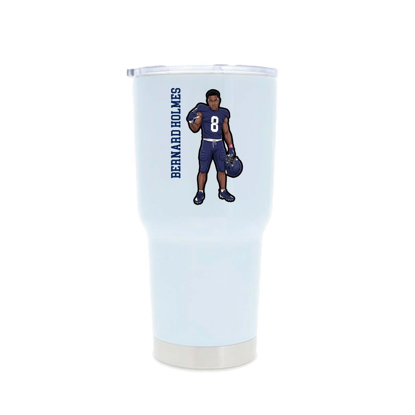 30oz Stainless Steel Tumbler — Name Vertical in White
