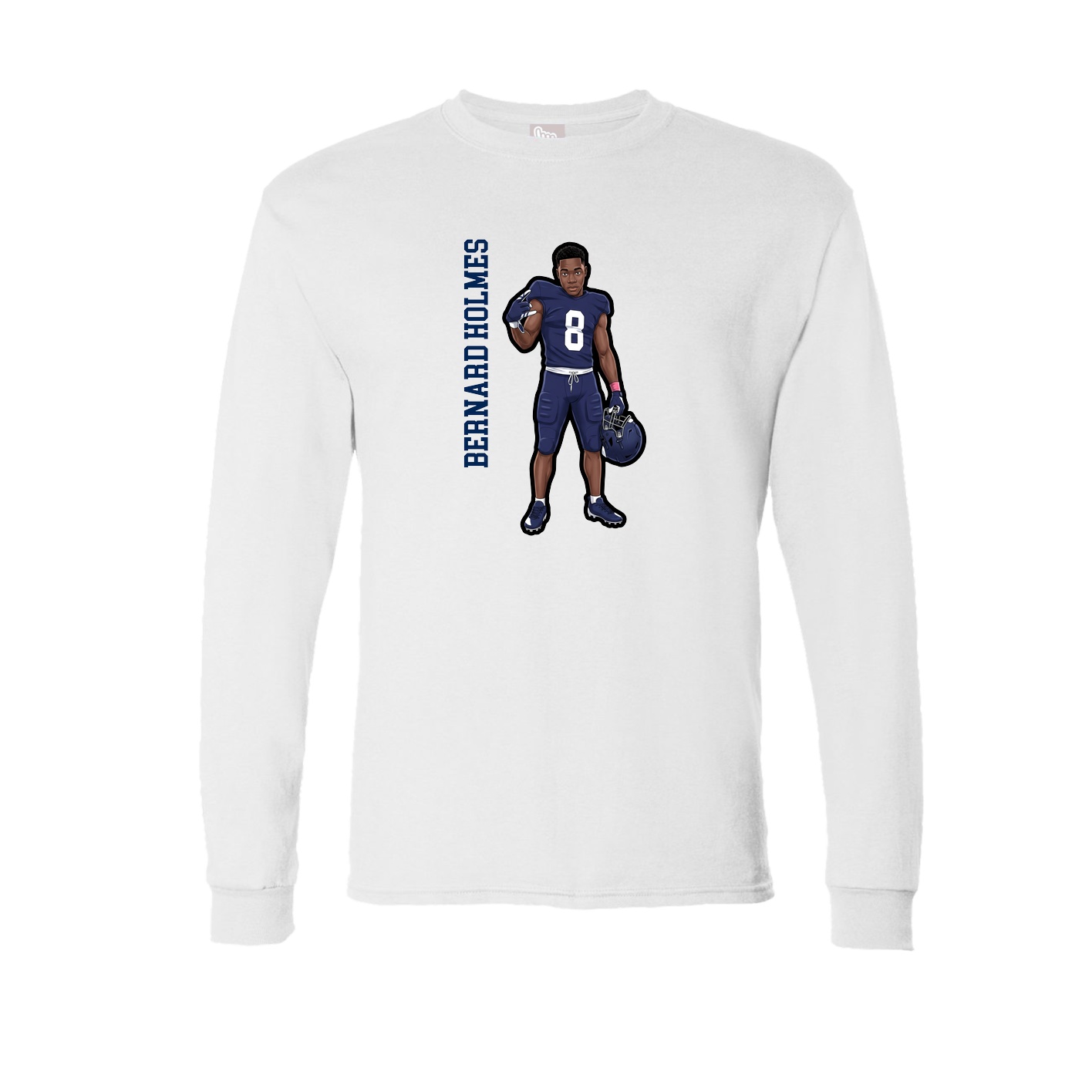 Long Sleeve Tee — Name Vertical in White