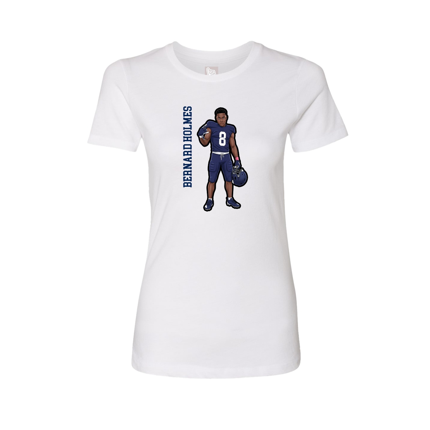 Womens Tee — Name Vertical in White