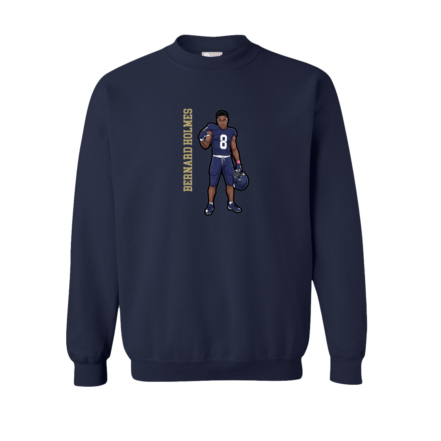 Fleece Crew — Name Vertical in Navy
