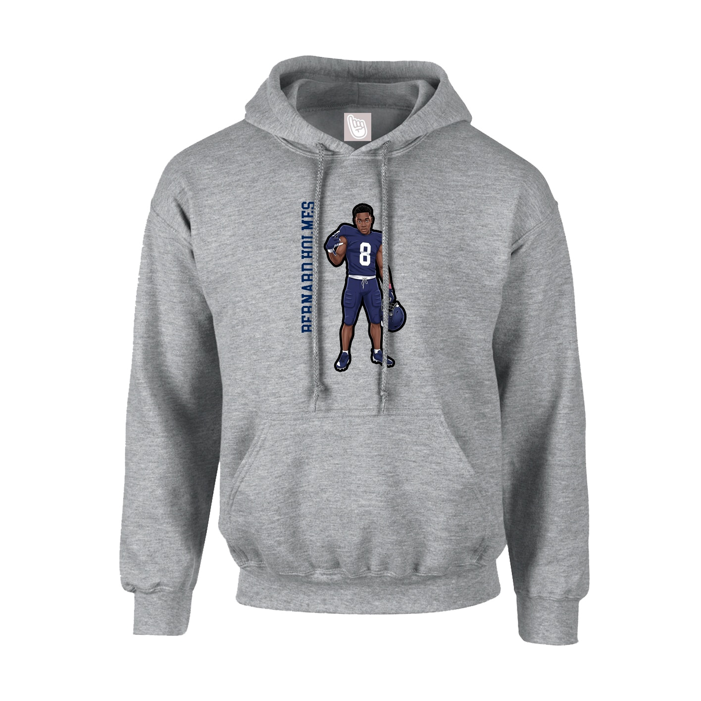 Youth Hoodie — Name Vertical in Grey