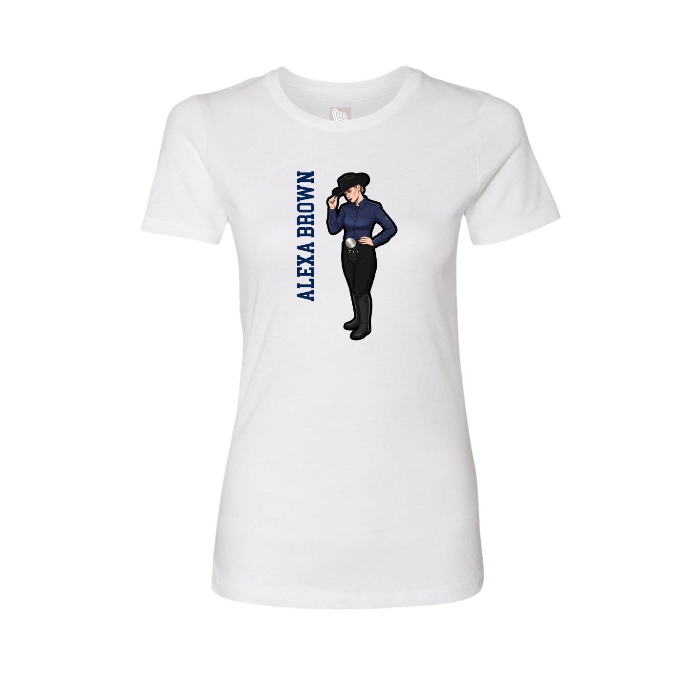 Fitted Women's Tee — Name Vertical in White