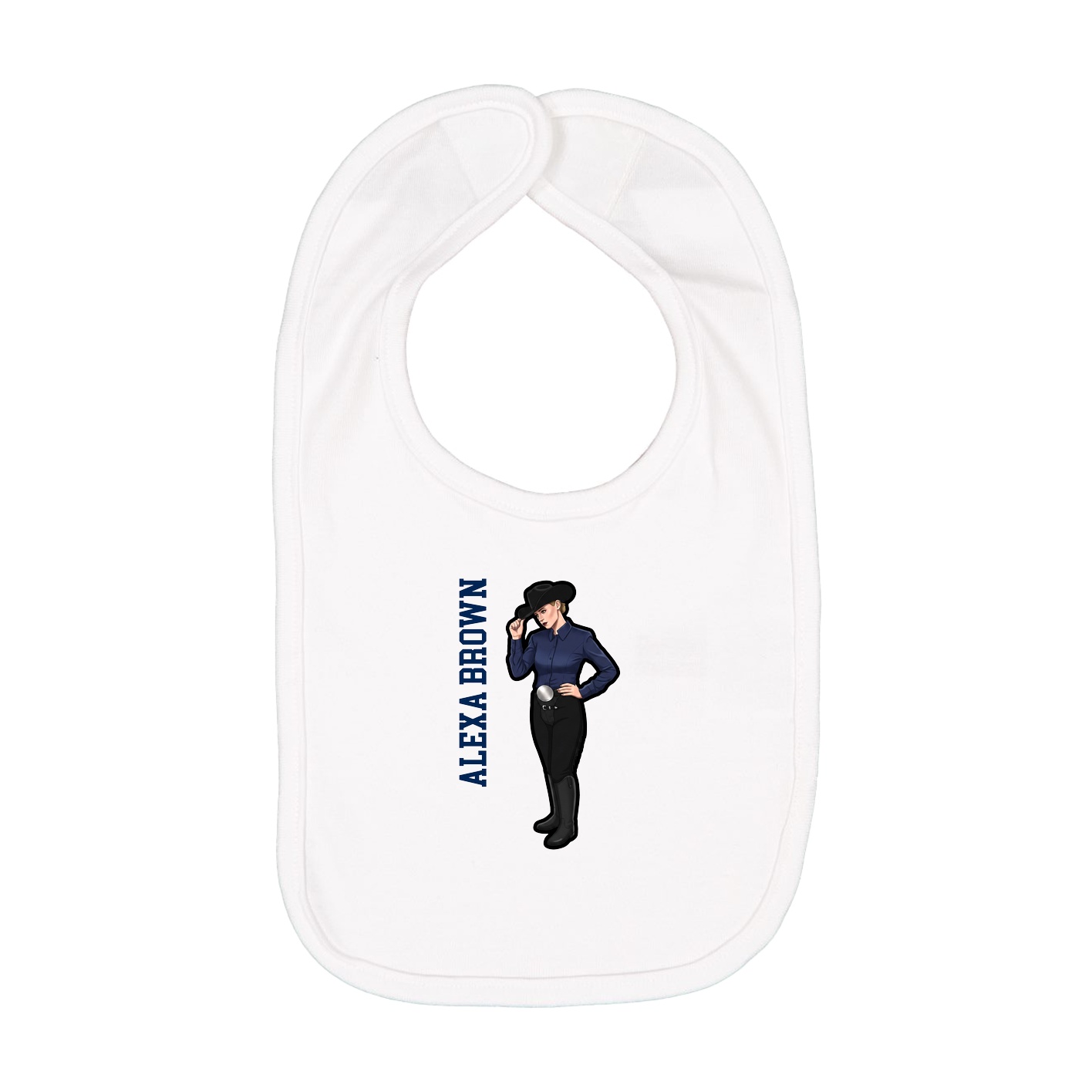 Infant Bib — Name Vertical in White