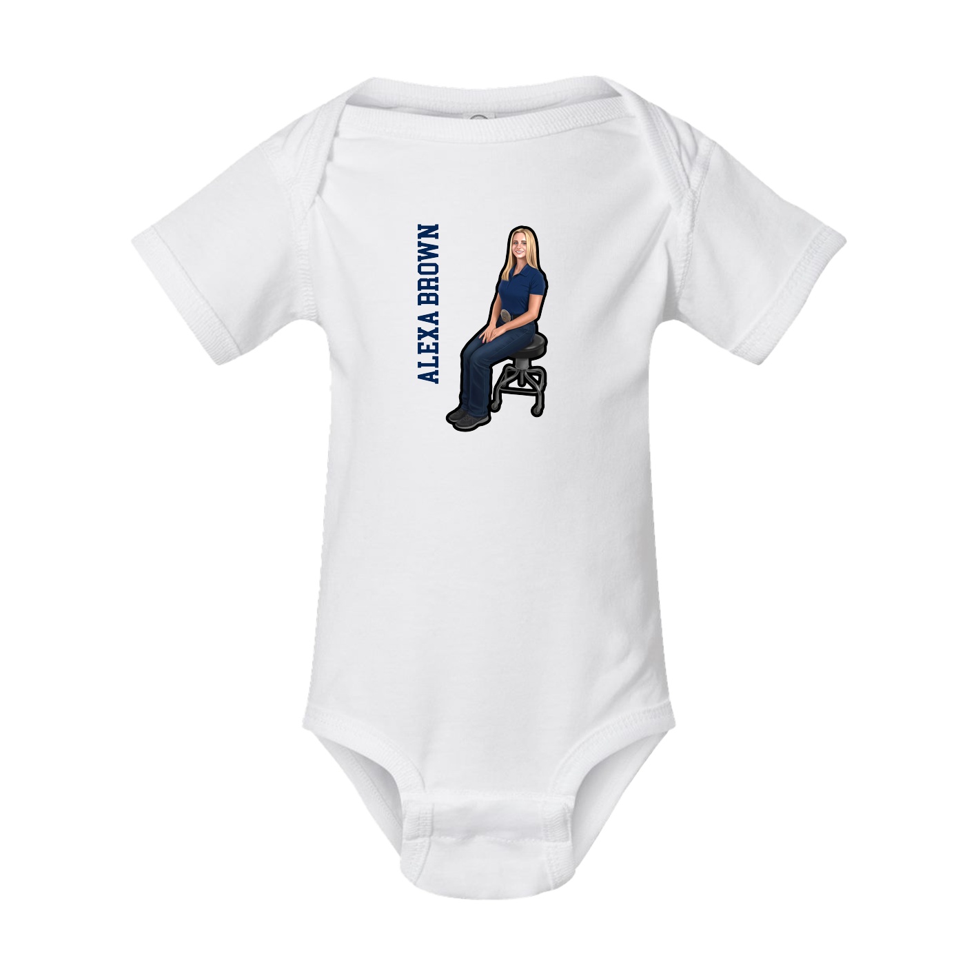 Baby Onesie — Name Vertical in White