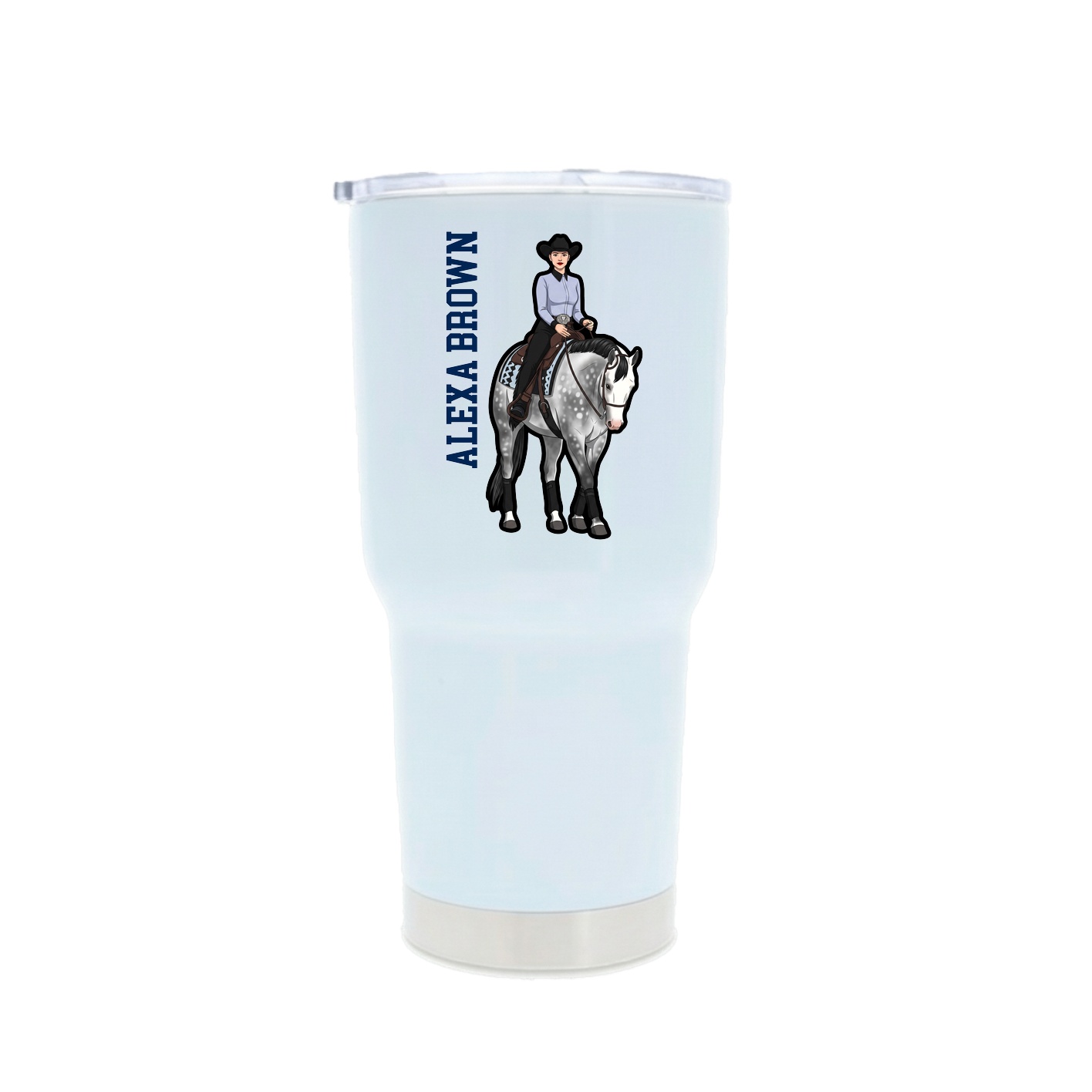 30oz Stainless Steel Tumbler — Name Vertical in White