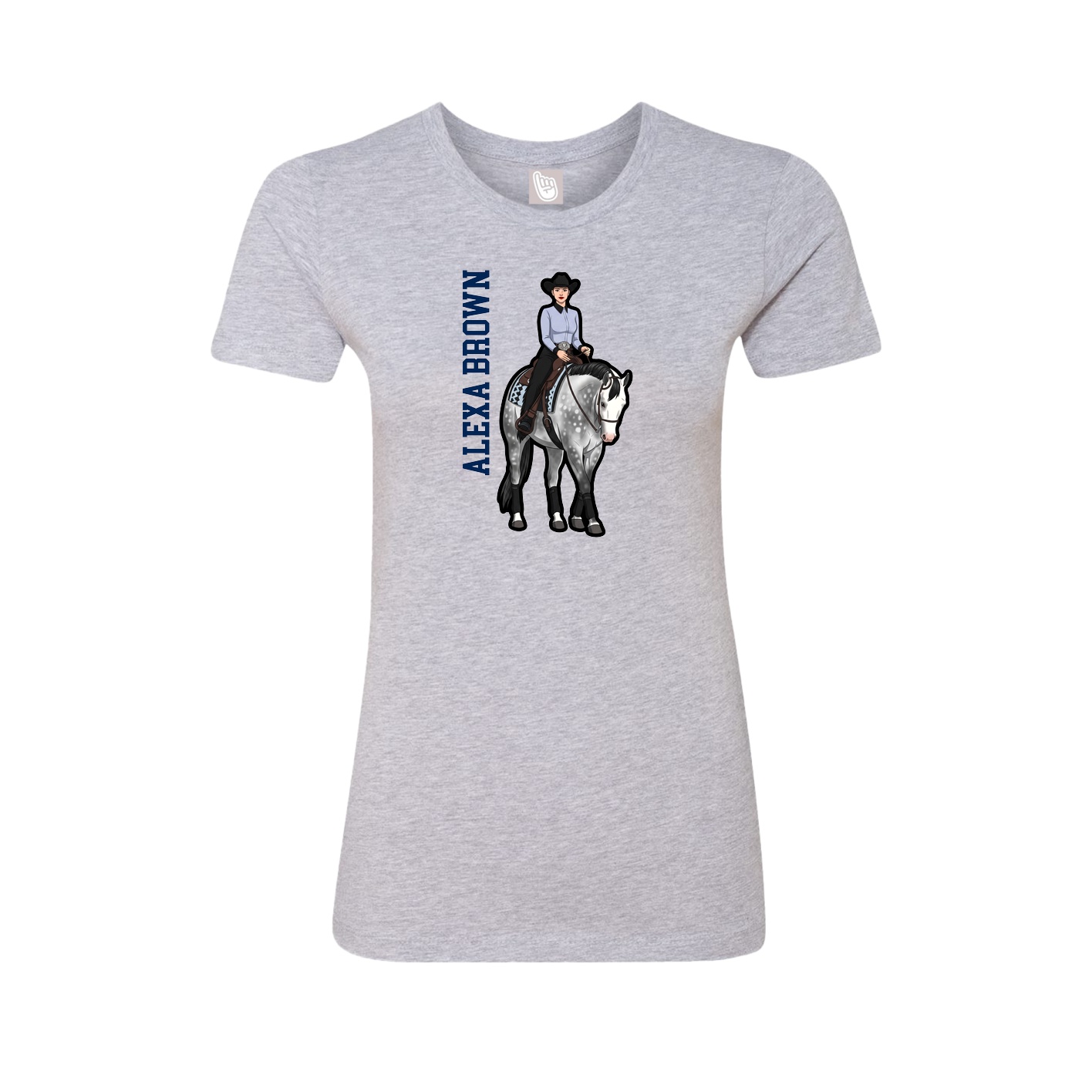 Fitted Women's Tee — Name Vertical in Grey