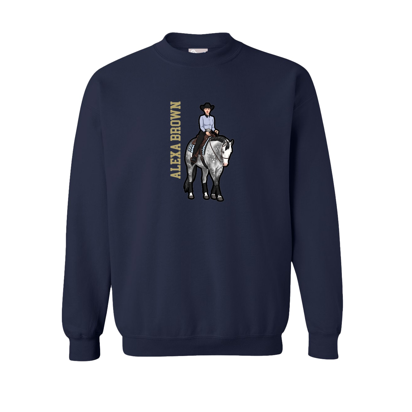 Fleece Crew — Name Vertical in Navy