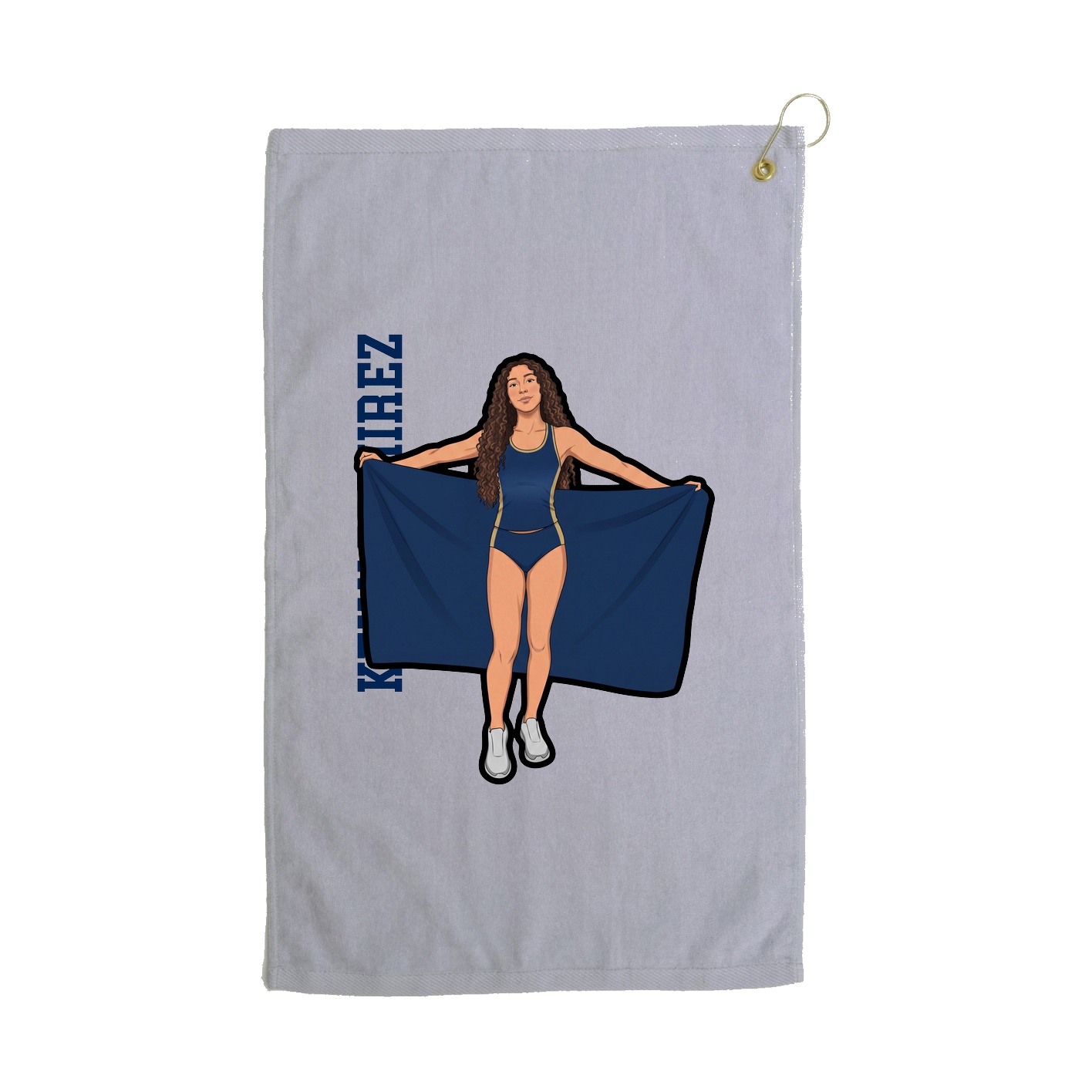 Golf Towel — Name Vertical in Grey