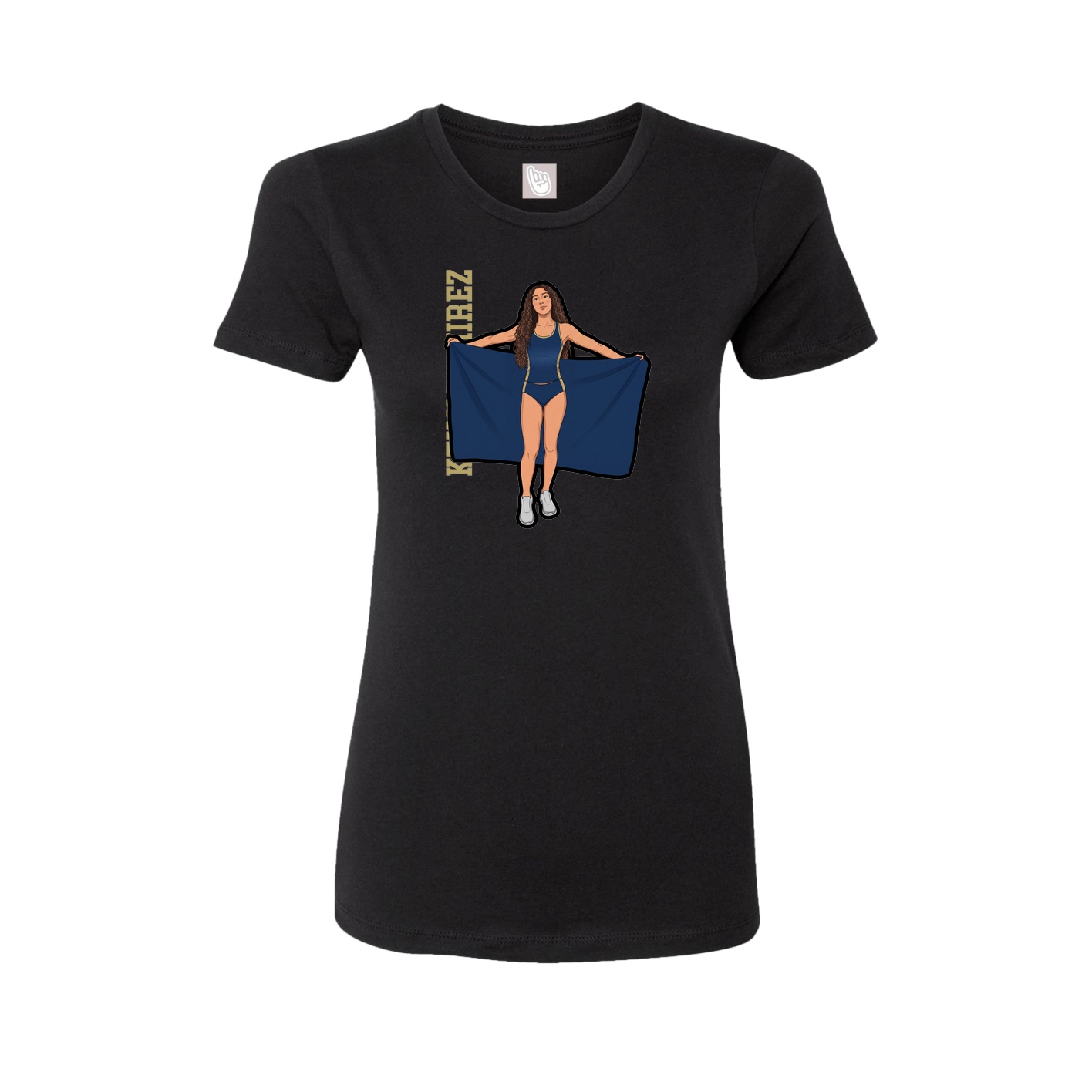 Fitted Women's Tee — Name Vertical in Black