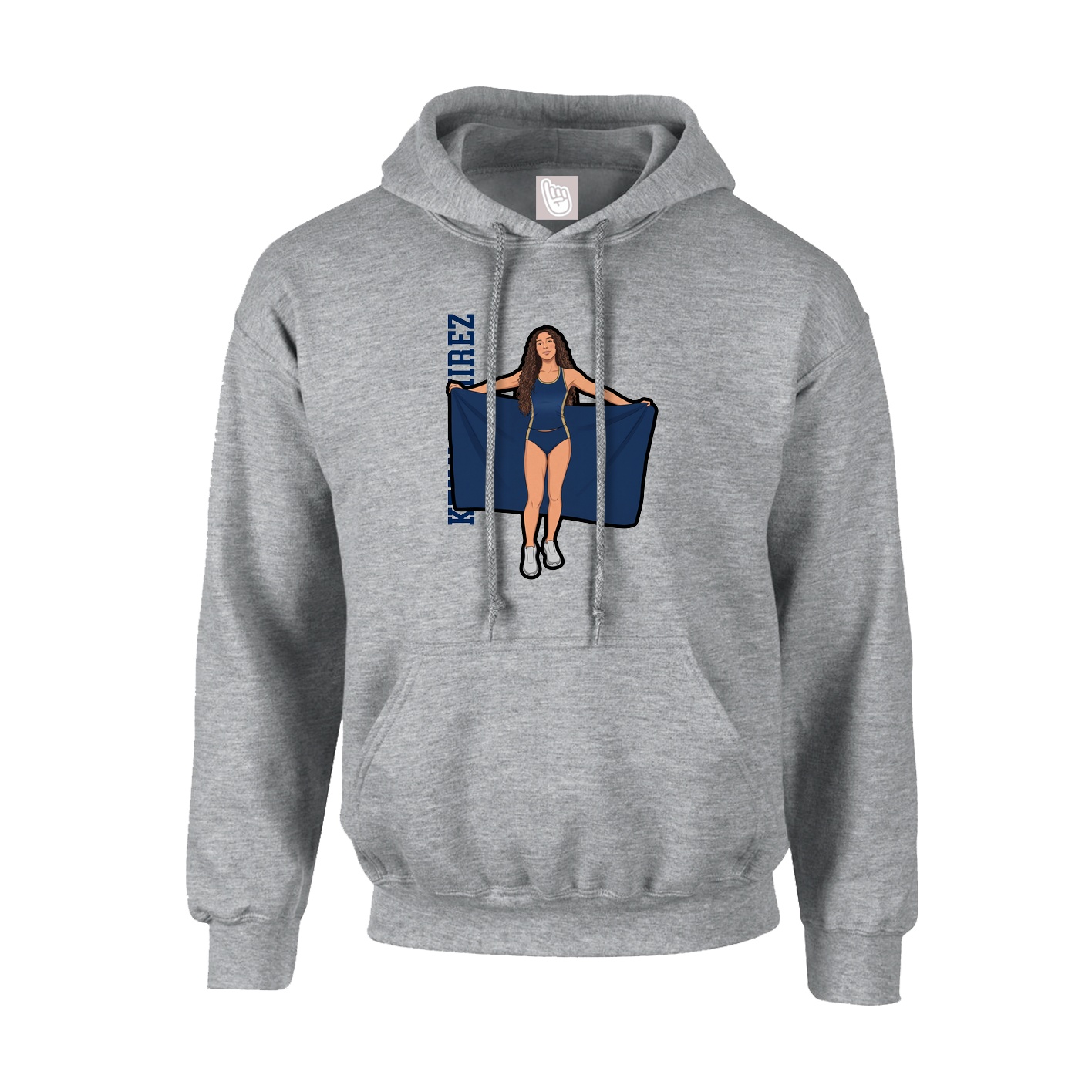 Hoodie — Name Vertical in Grey