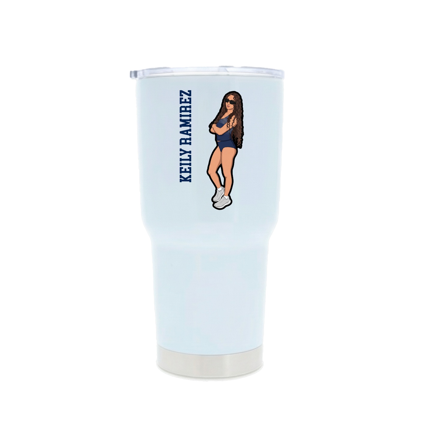 30oz Stainless Steel Tumbler — Name Vertical in White