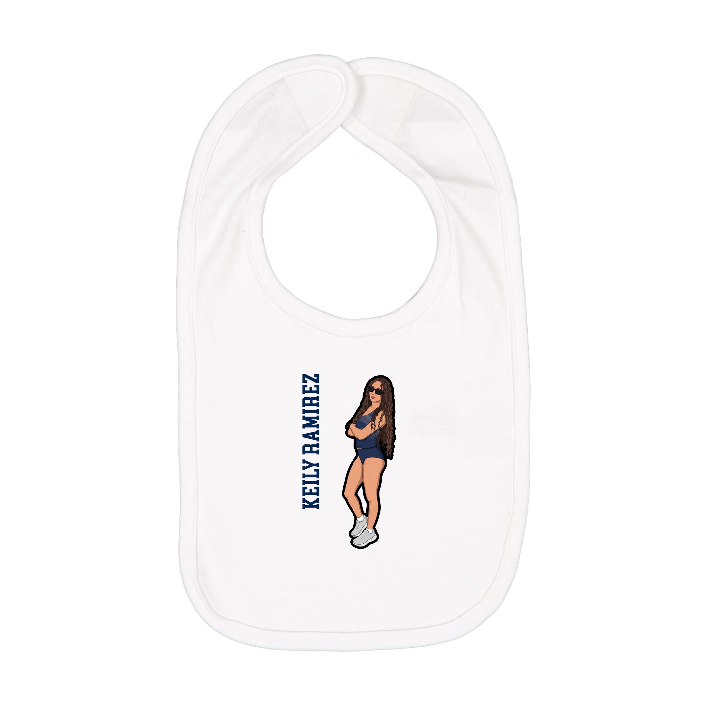 Infant Bib — Name Vertical in White