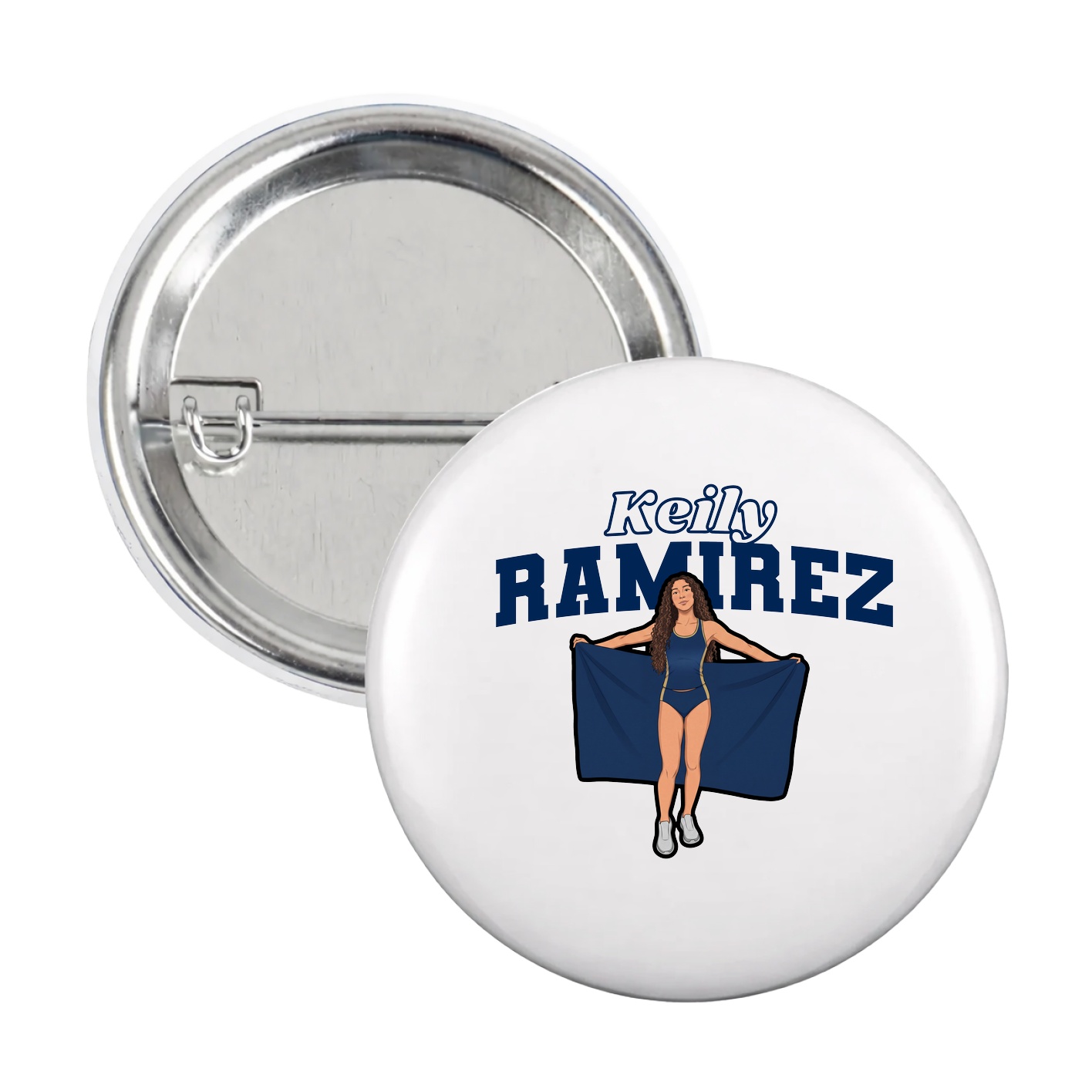 Game Day Button — Name Arch in White