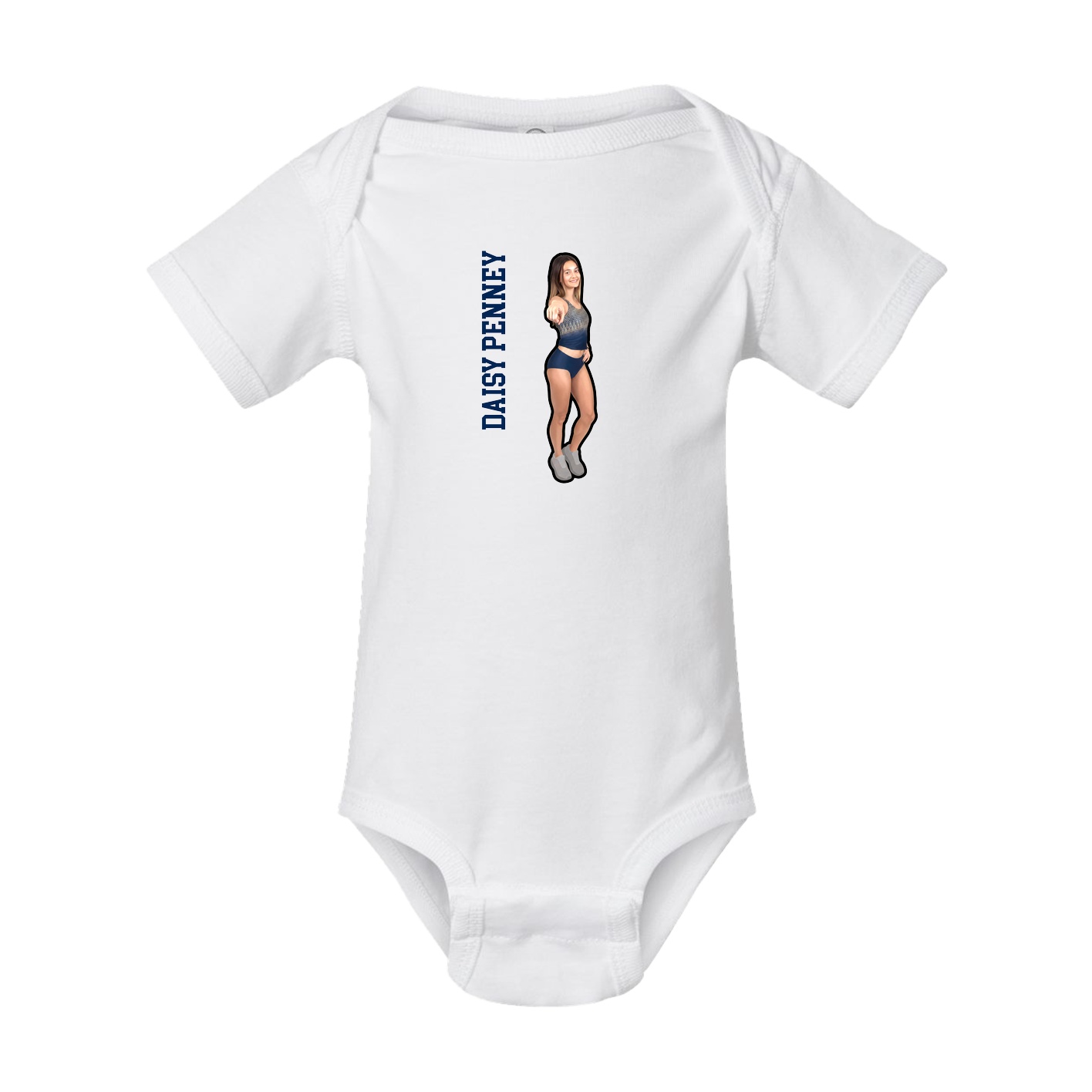 Baby Onesie — Name Vertical in White