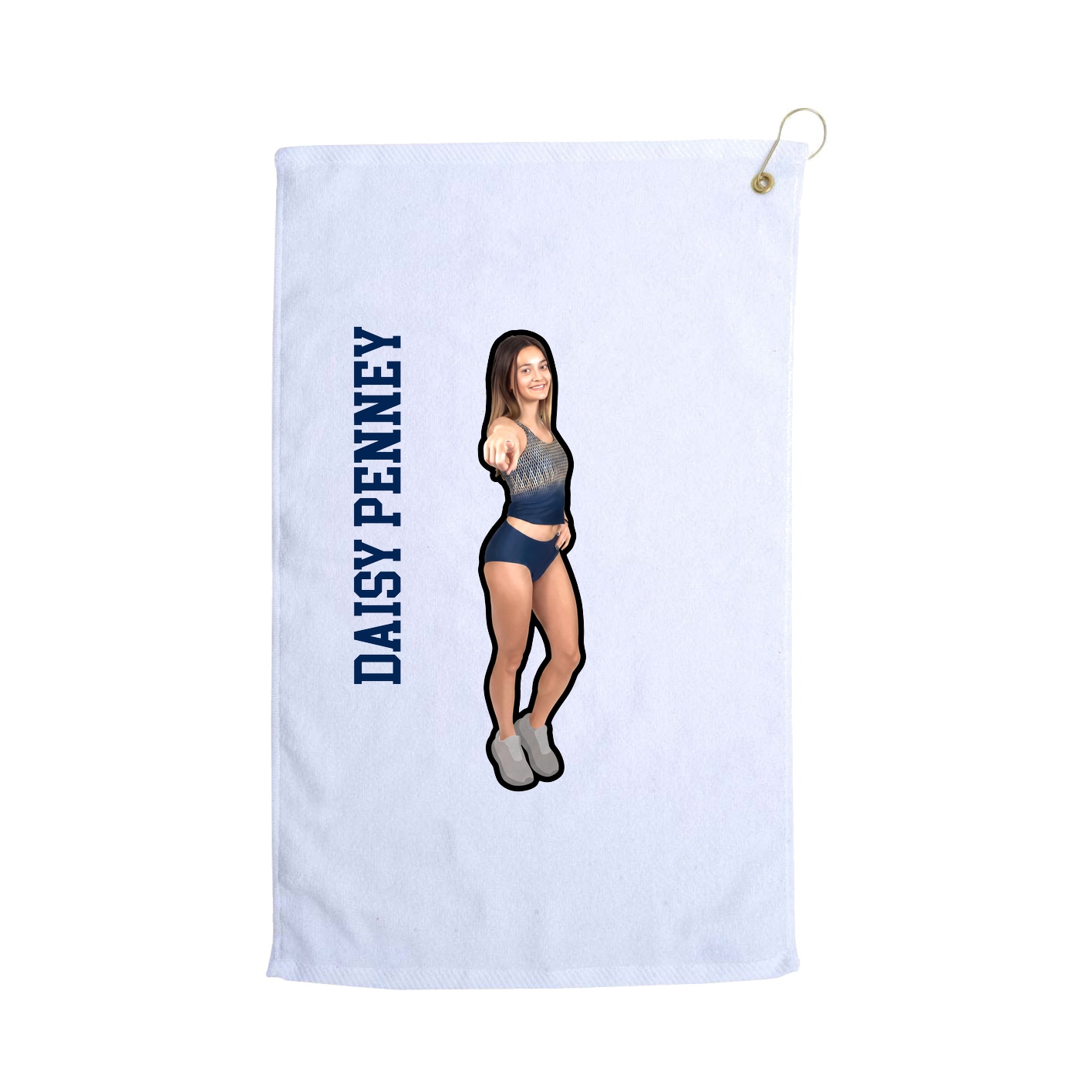 Golf Towel — Name Vertical in White