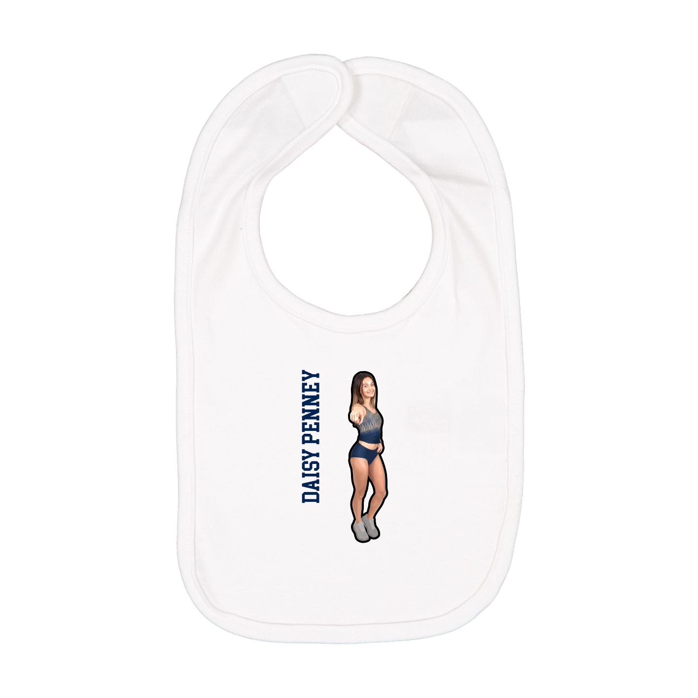 Infant Bib — Name Vertical in White