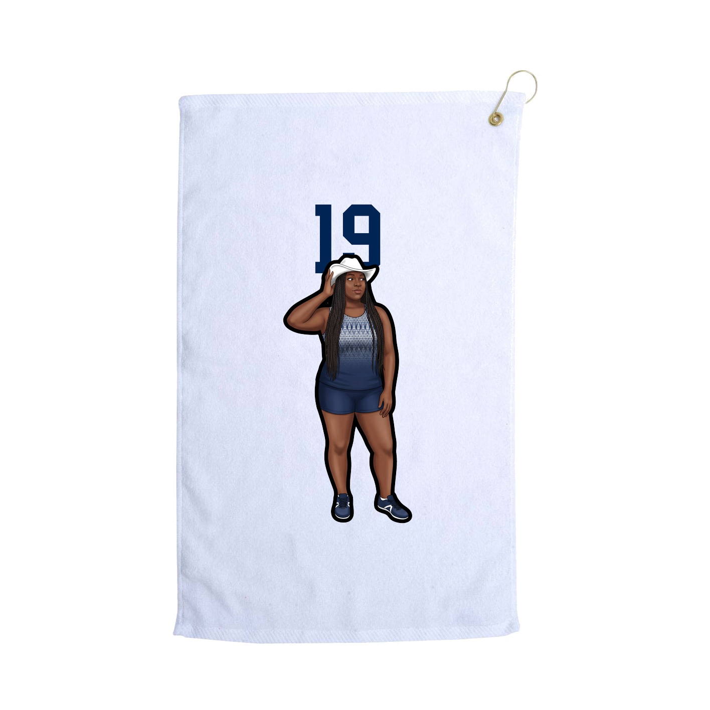 Golf Towel — Number Top in White